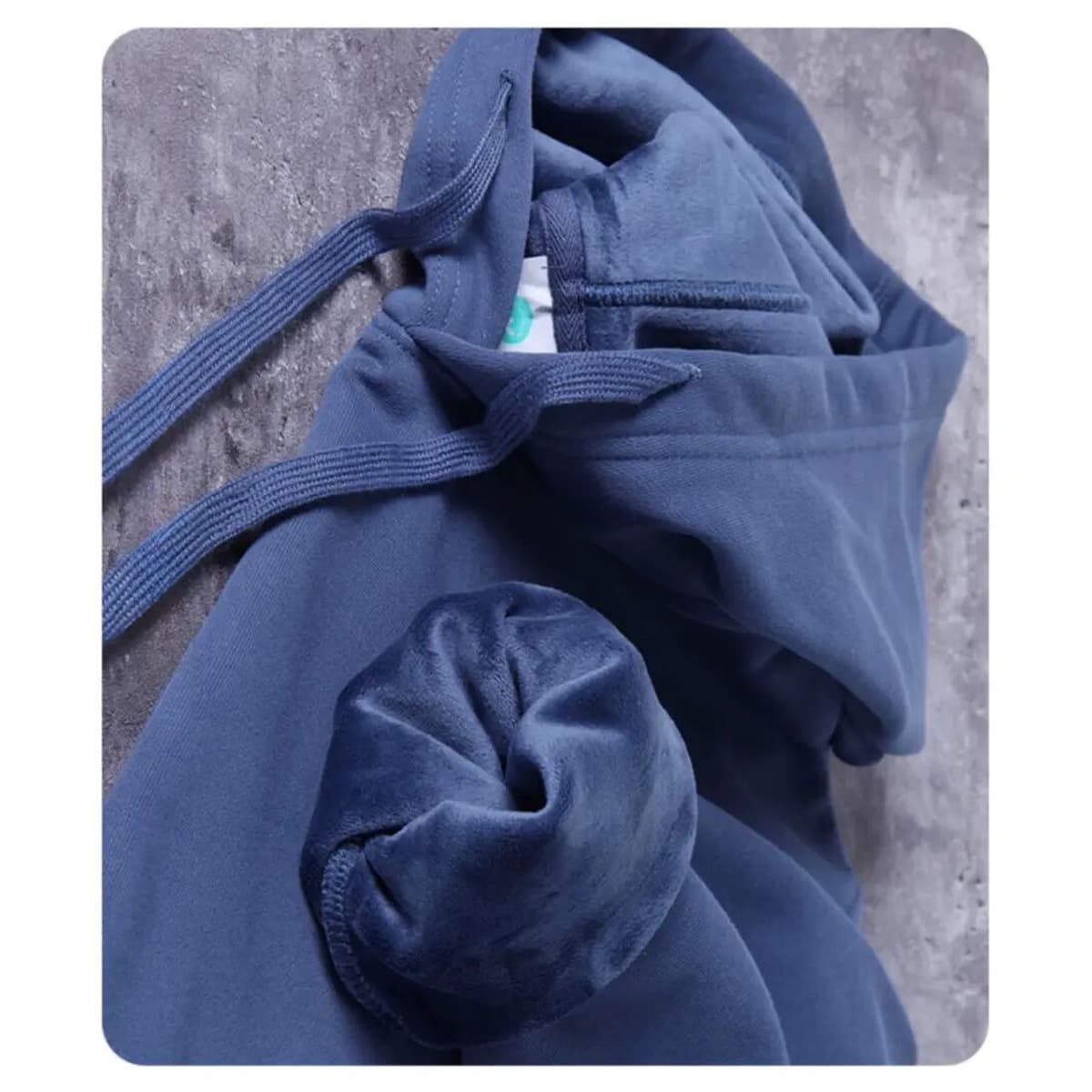 Дымка синий 600 г тяжелый серебряный лис с капюшоном свитер мужской толстый теплый свободный сплошной толстовка осенью и...