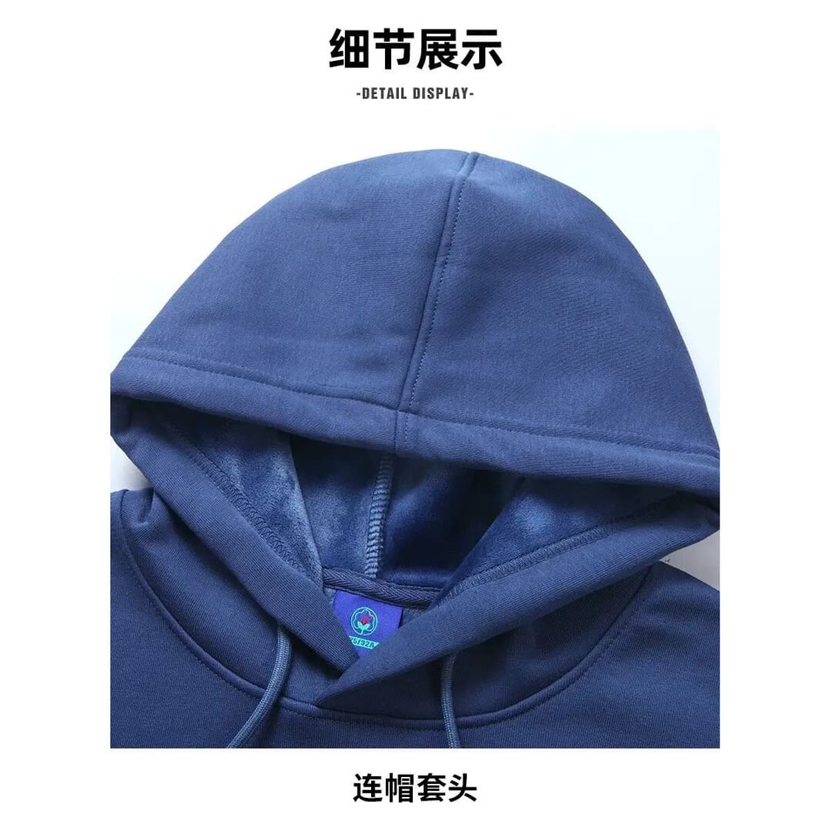 Дымка синий 600 г тяжелый серебряный лис с капюшоном свитер мужской толстый теплый свободный сплошной толстовка осенью и...