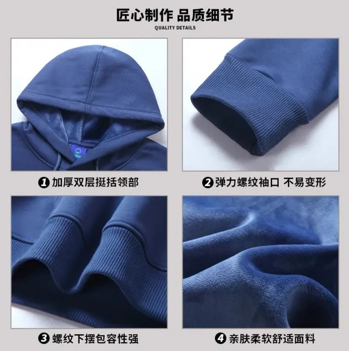 Дымка синий 600 г тяжелый серебряный лис с капюшоном свитер мужской толстый теплый свободный сплошной толстовка осенью и...