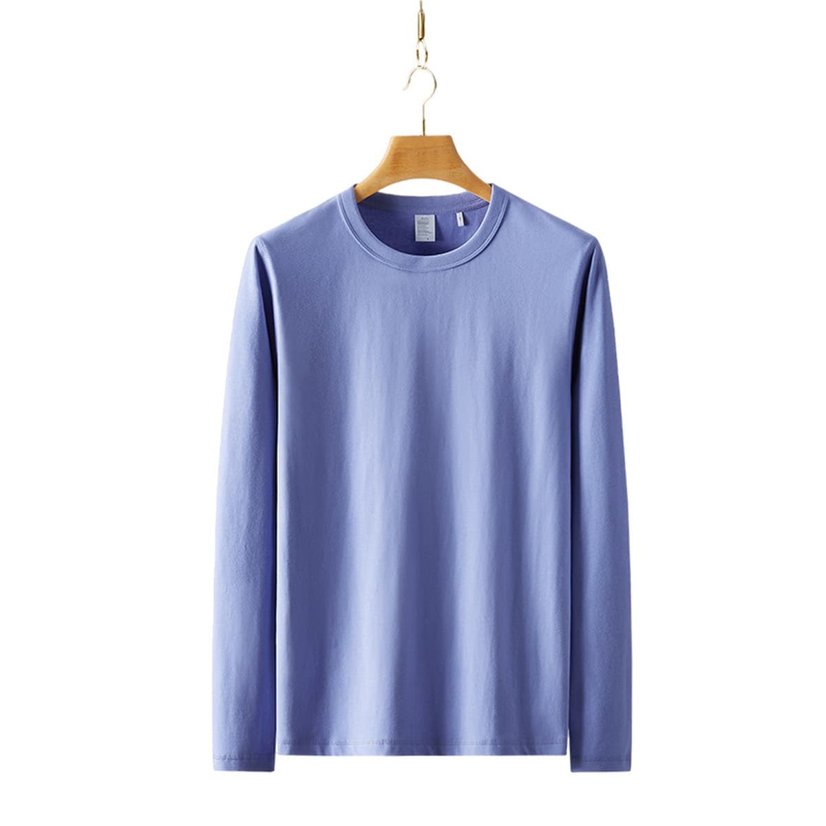 Мужская футболка с длинным рукавом 300 г, хлопковая свободная Однотонная футболка с круглым вырезом, молодежная...