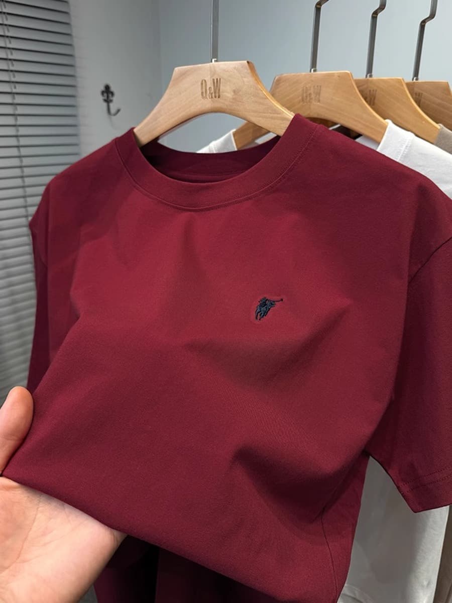 Мужская летняя футболка из чистого хлопка Paul премиум-класса, короткий рукав, свободный крой, круглый вырез, однотонная,...