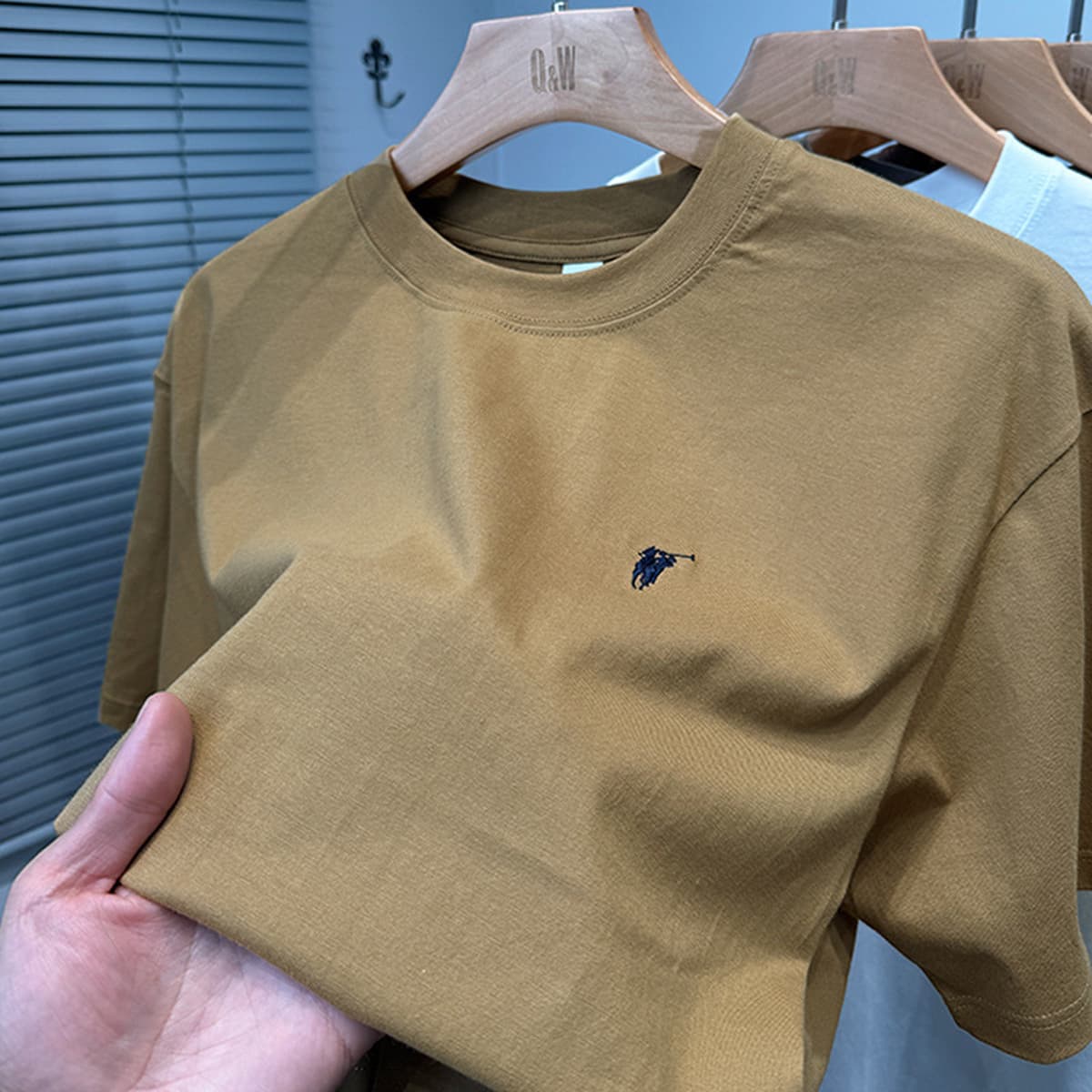 Мужская летняя футболка из чистого хлопка Paul премиум-класса, короткий рукав, свободный крой, круглый вырез, однотонная,...