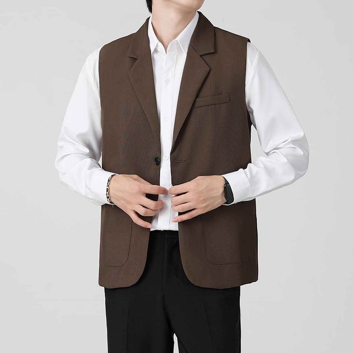 Нишевые жилеты Мужские жилеты Жилеты Куртки с воротником Тенденции Куртки дикие черные повседневные сюртуки