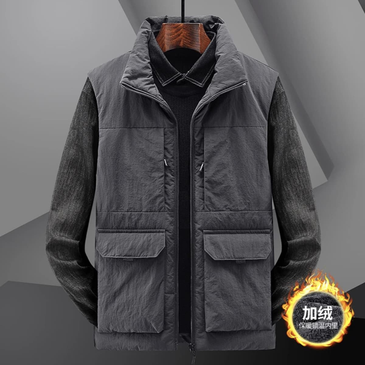 Мужская повседневная жилетка с воротником осенью и зимой