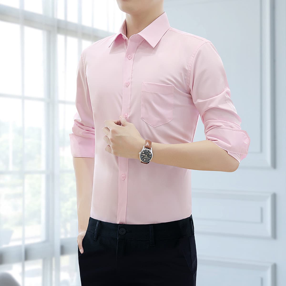 Белая рубашка Мужская рубашка с длинными и короткими рукавами Профессиональная Мужская фиксирующая одежда больших размеров...