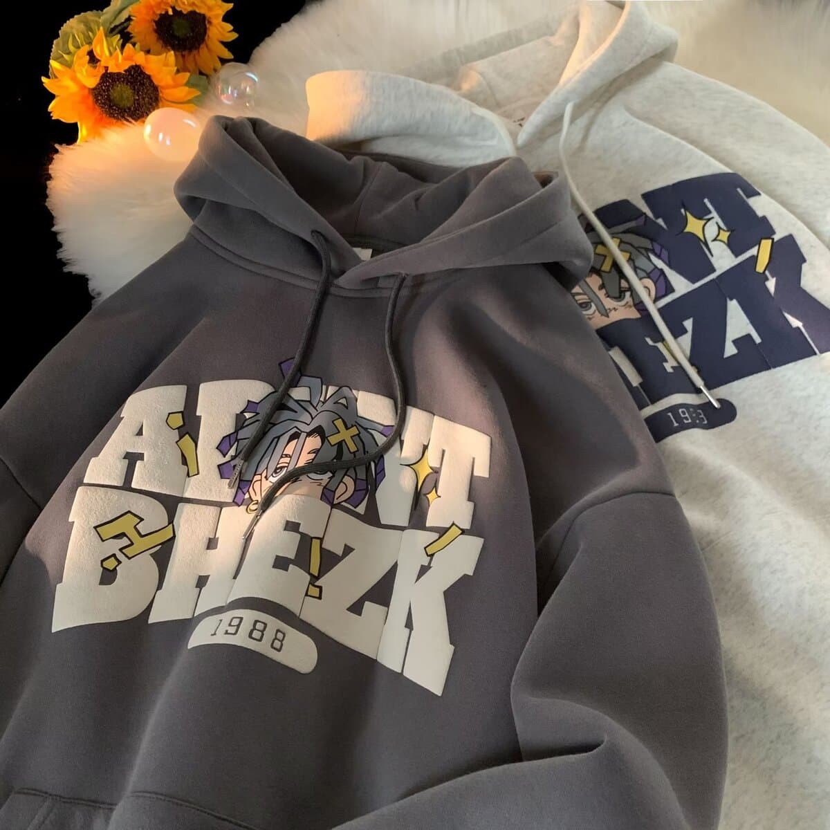 Американская толстовка с капюшоном и принтом, модные брендовые мужские топы, осень-зима 2024, новая свободная бархатная...