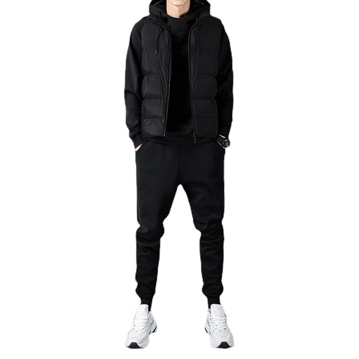 Мужской толстовка с капюшоном на осень и зиму, новый корейский стиль, бархатный утолщенный кардиган большого размера, жилет...