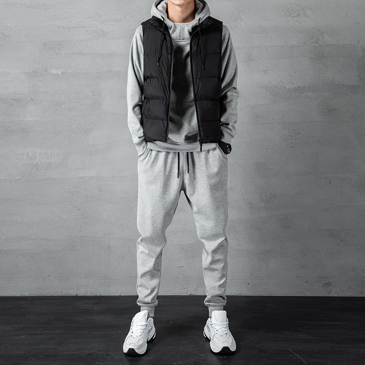 Мужской толстовка с капюшоном на осень и зиму, новый корейский стиль, бархатный утолщенный кардиган большого размера, жилет...