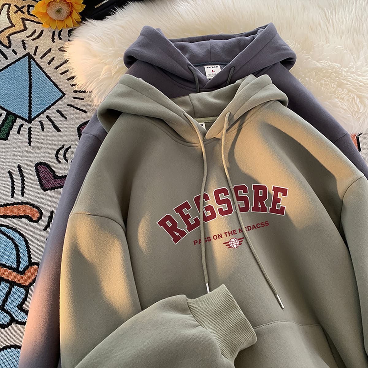 Американский тяжелый свитер с капюшоном для мужчин осень-зима 2024 новый прилив бренда свободный, красивый, высокий комфорт,...