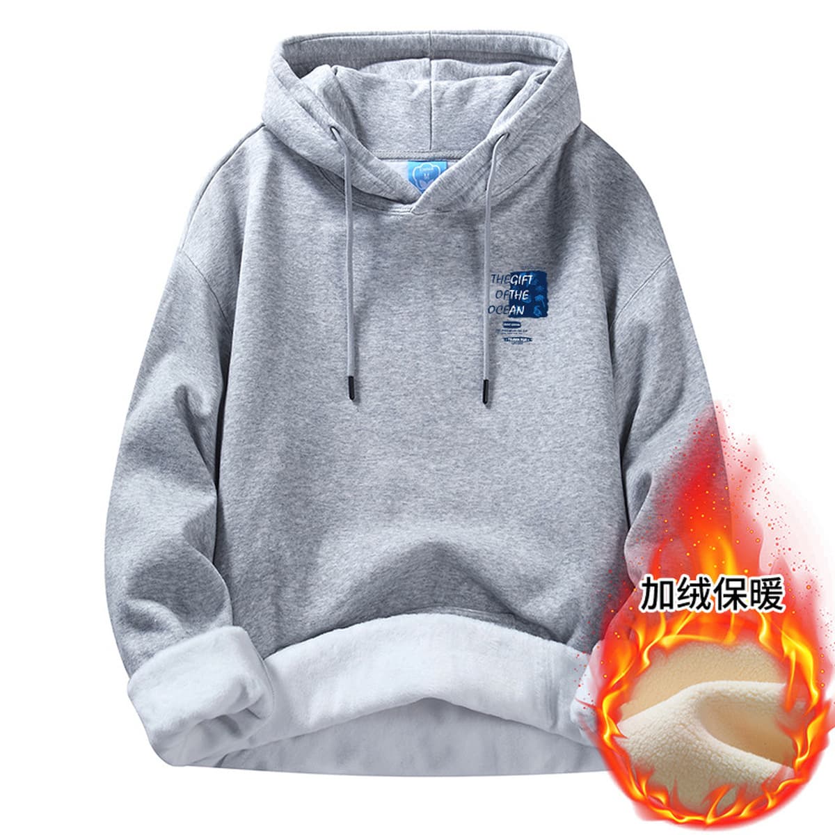 Осенние и зимние мужские толстовки с капюшоном, на флисовой подкладке, модные брендовые, молодежная повседневная одежда,...
