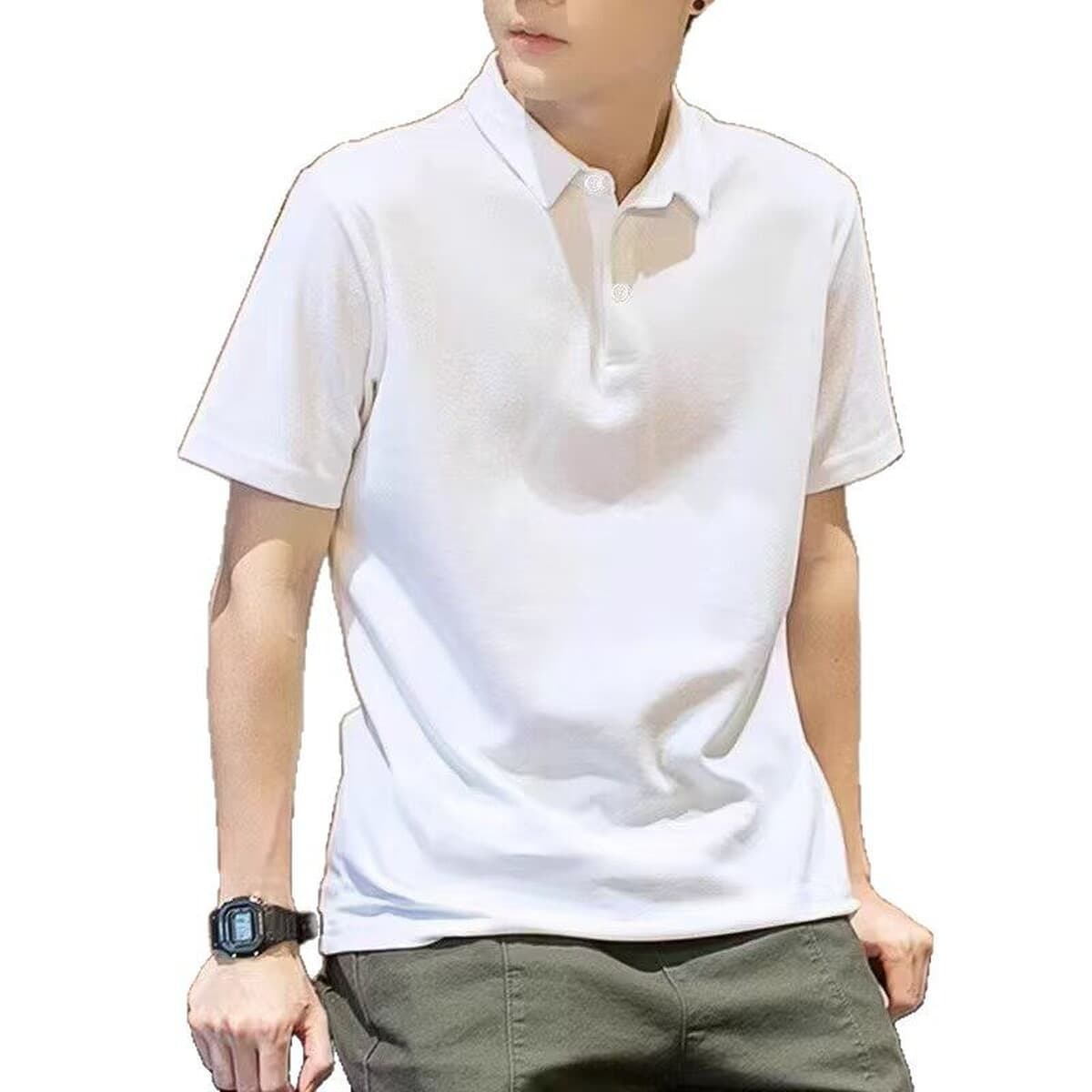 Мужская рубашка поло летом свободный тренд минималистский топ с половиной рукава 2025 новый повседневный лацканный рубашка с...