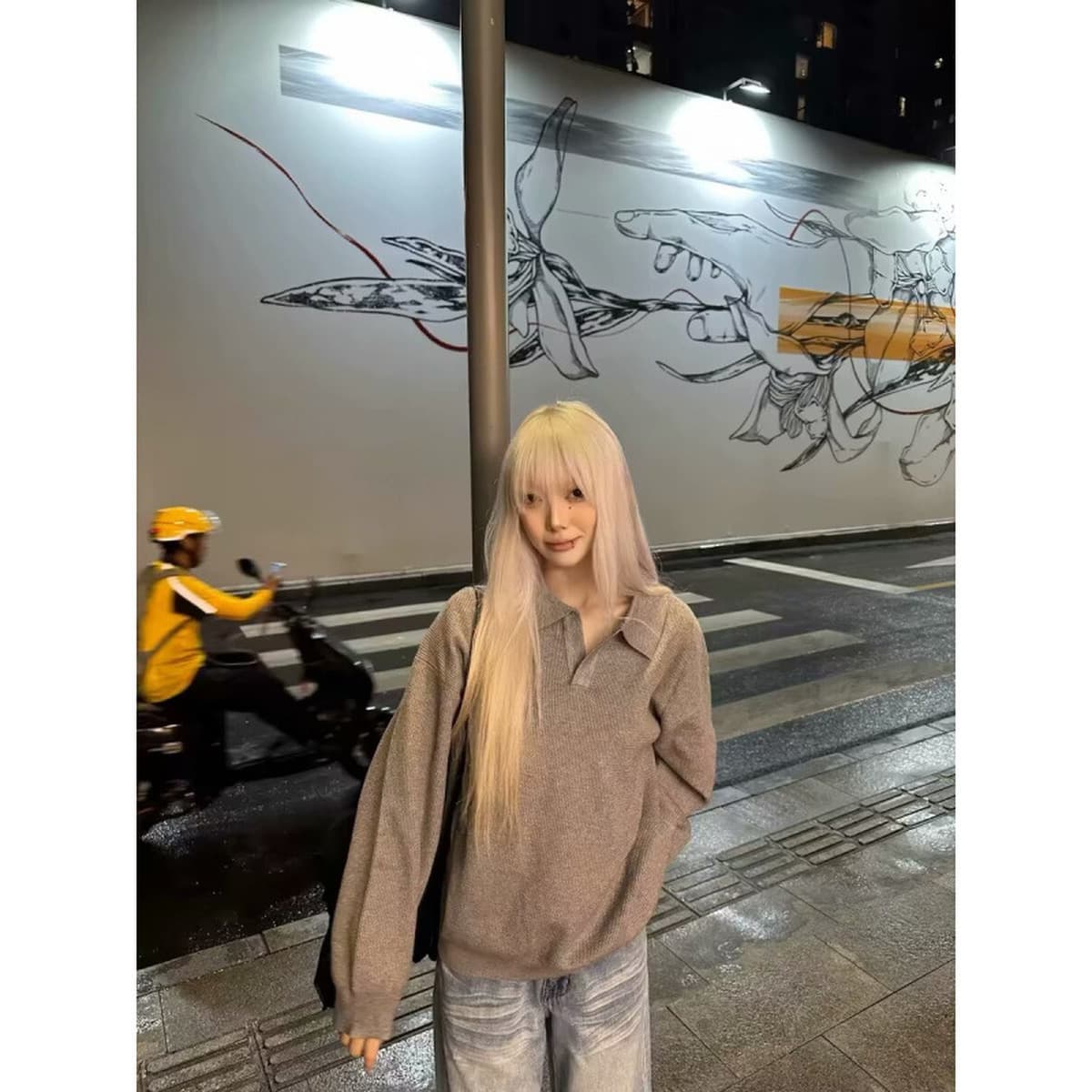 Свитер с V-образным вырезом пуловер свитер толстая игла лацкана мужской POLO с длинными рукавами американский сплошной цвет...