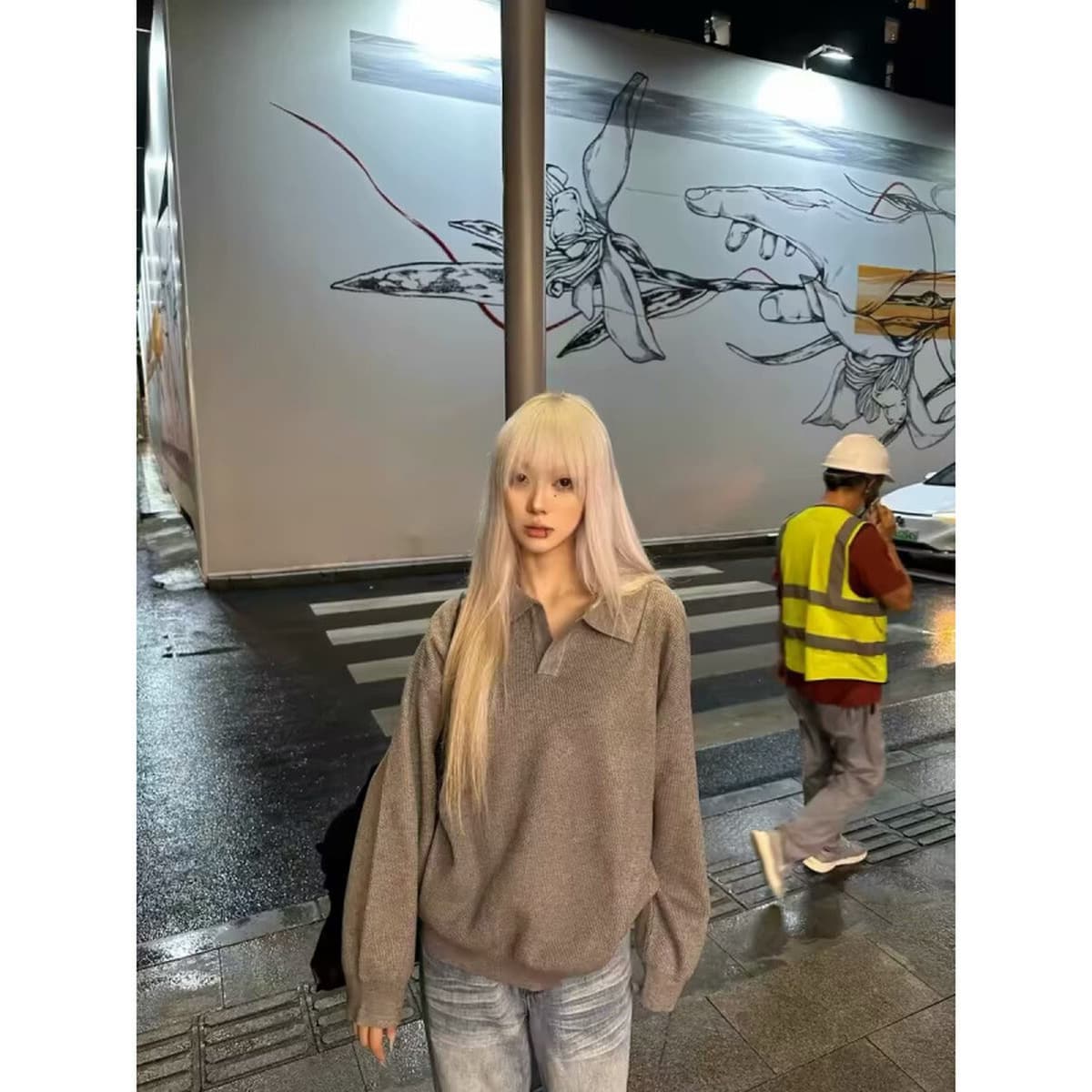 Свитер с V-образным вырезом пуловер свитер толстая игла лацкана мужской POLO с длинными рукавами американский сплошной цвет...