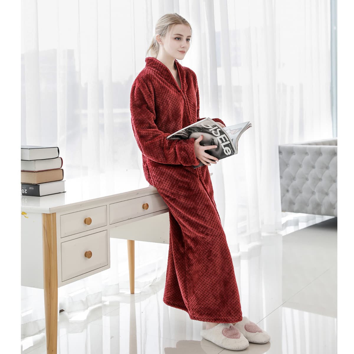 Трансграничные производители халатов фланелевые ночные рубашки пары толстые удлиненные ночные рубашки мужчин и женщин плюс...