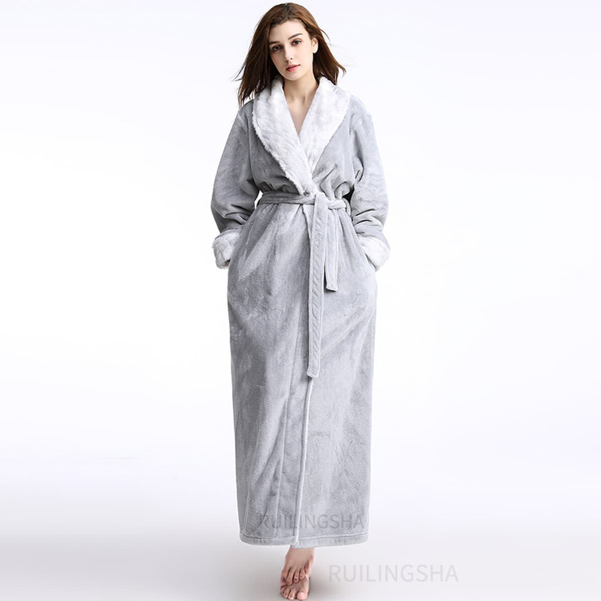 Пара осенне-зимних утолщенных и длинных теплых фланелевых ночных рубашек для женщин и мужчин, коралловый бархатный халат...