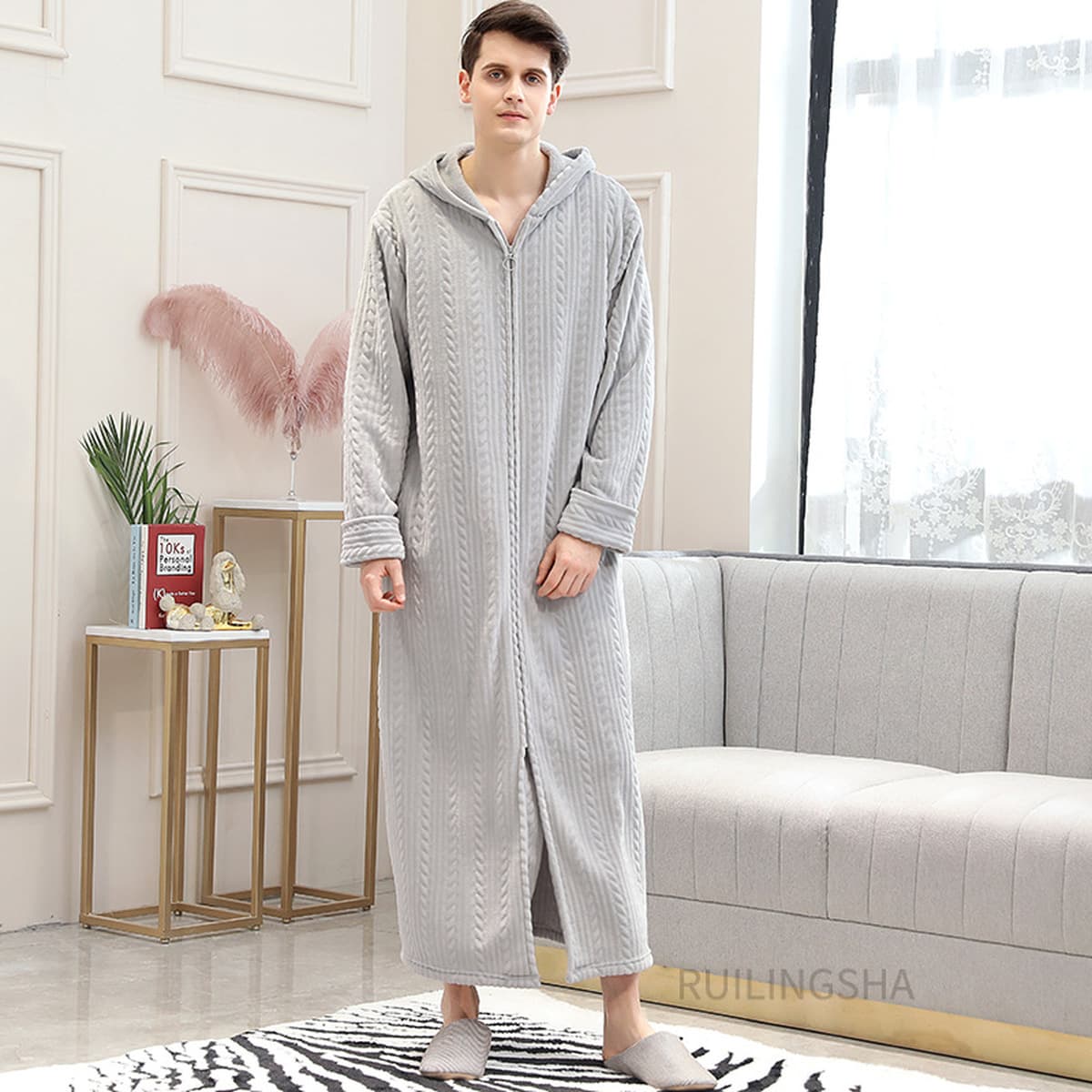 Пара осенне-зимних утолщенных и длинных теплых фланелевых ночных рубашек для женщин и мужчин, коралловый бархатный халат...