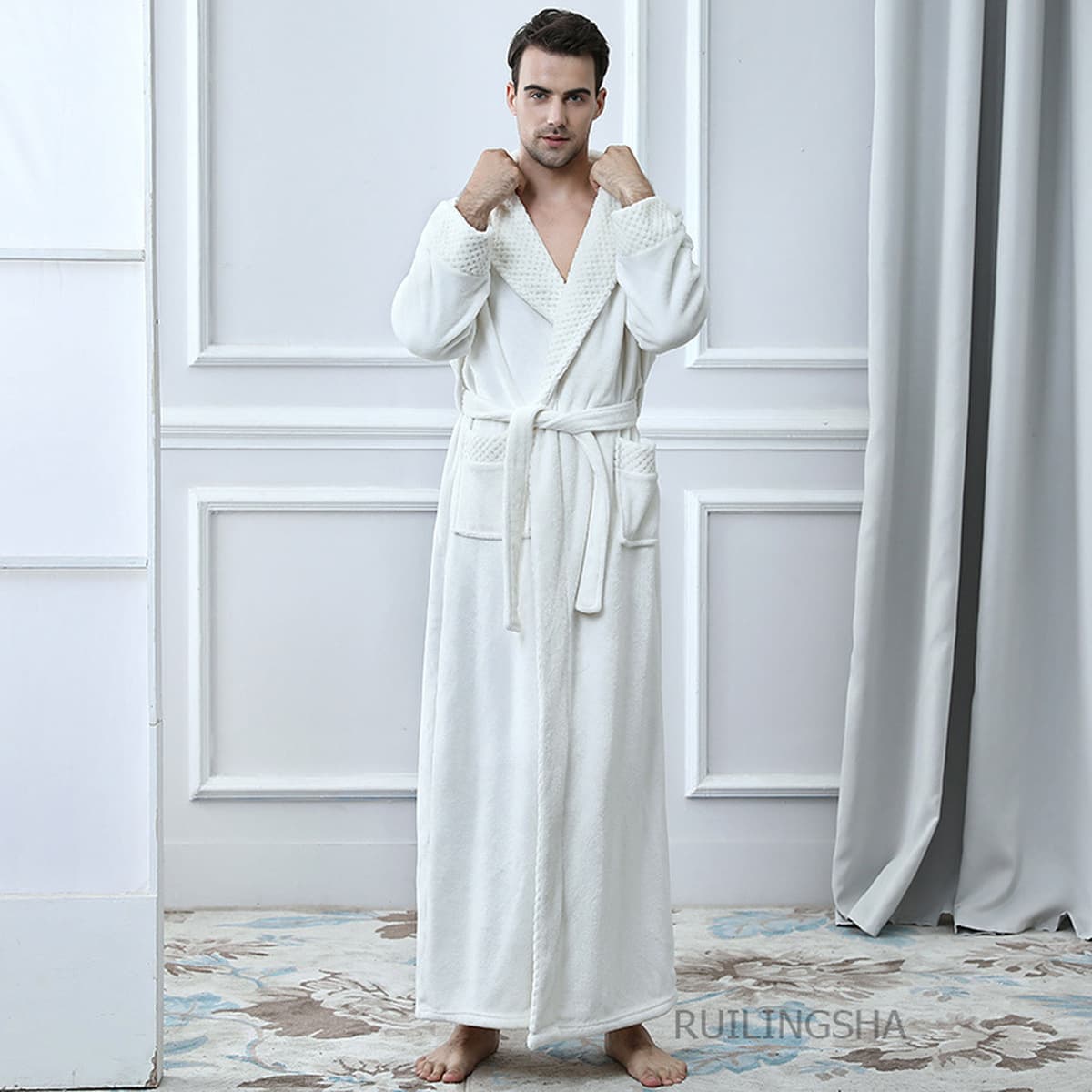 Пара осенне-зимних утолщенных и длинных теплых фланелевых ночных рубашек для женщин и мужчин, коралловый бархатный халат...