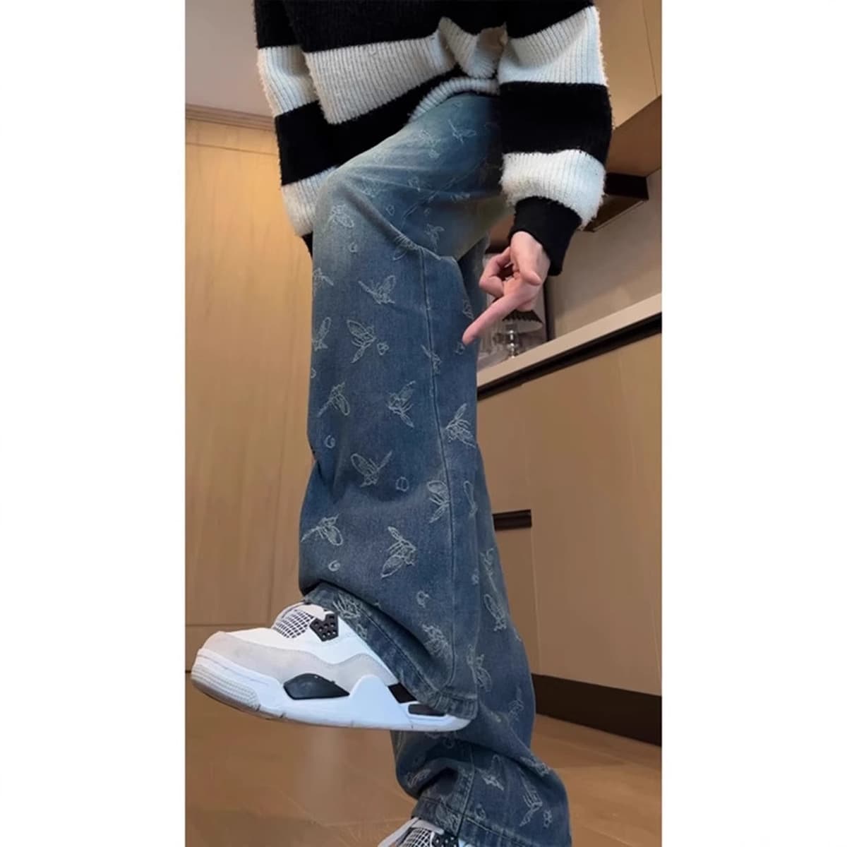 Джинсы с высокой талией для мальчиков с высокой улицей