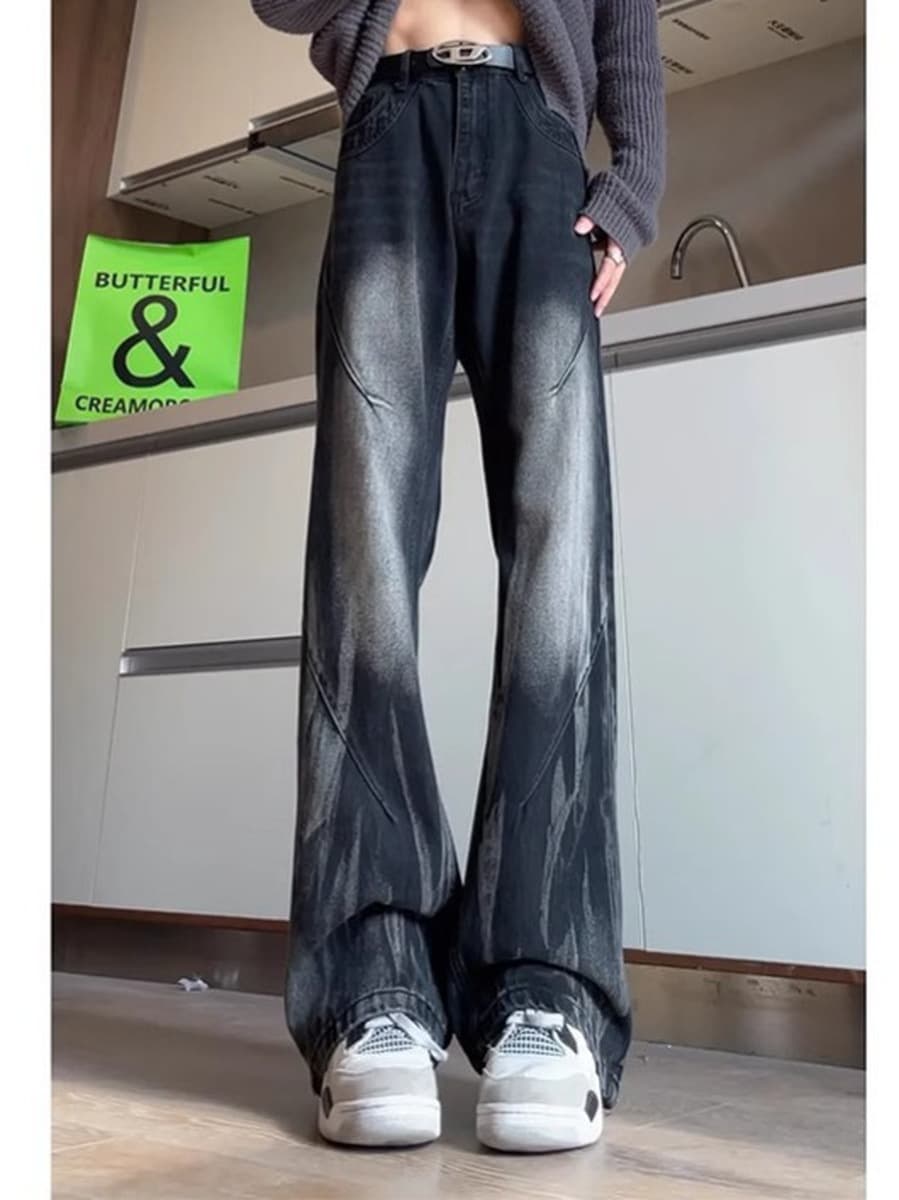 Окрашенные в галстуки градиентные грязные джинсы мужские весенние и осенние высокие американские ретро высокие улицы vibe...