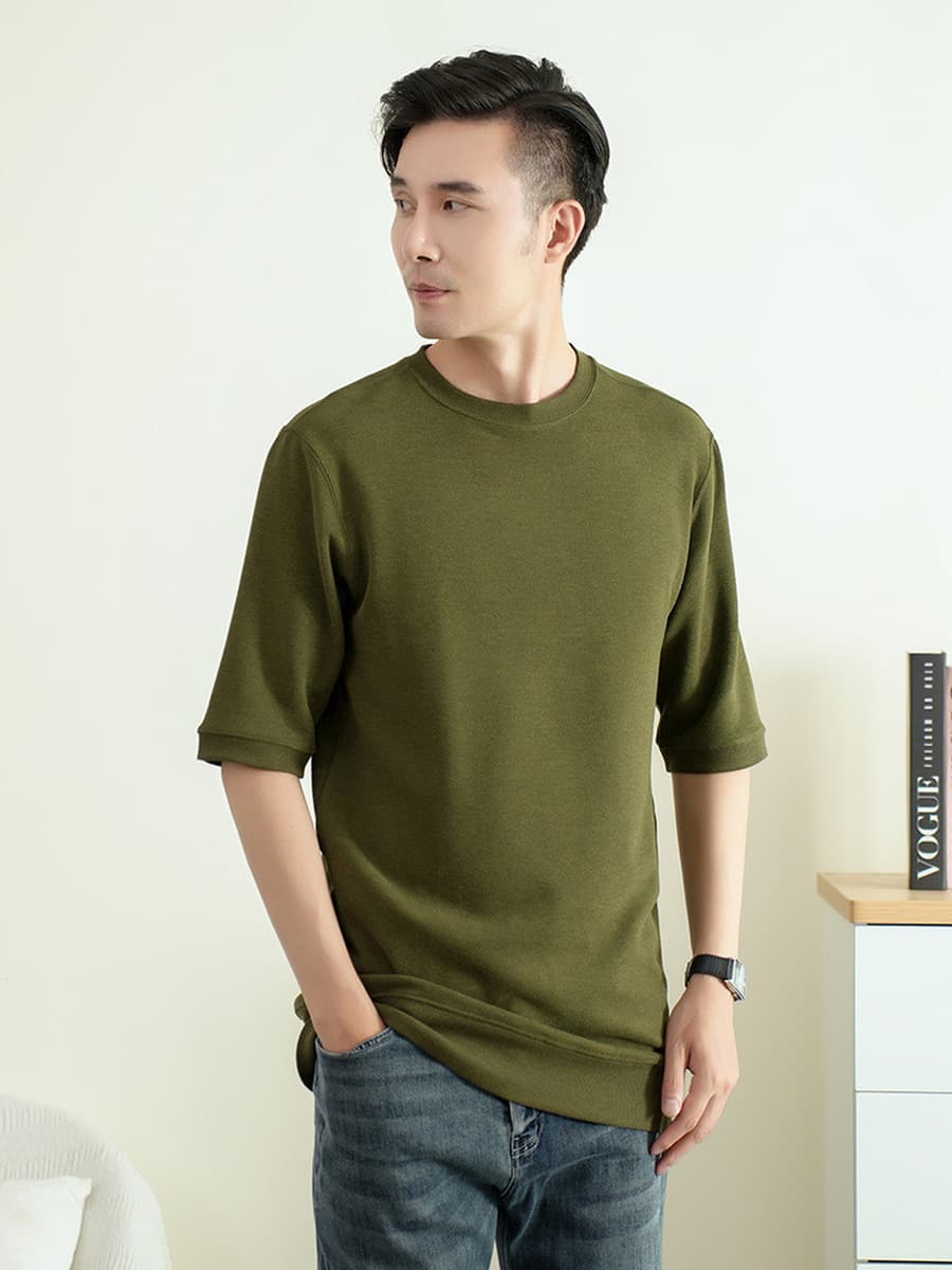 Высокие мужские толстые иглы из снежного бархата с семью рукавами рубашка с нижними рукавами прямо через эластичные круглые...