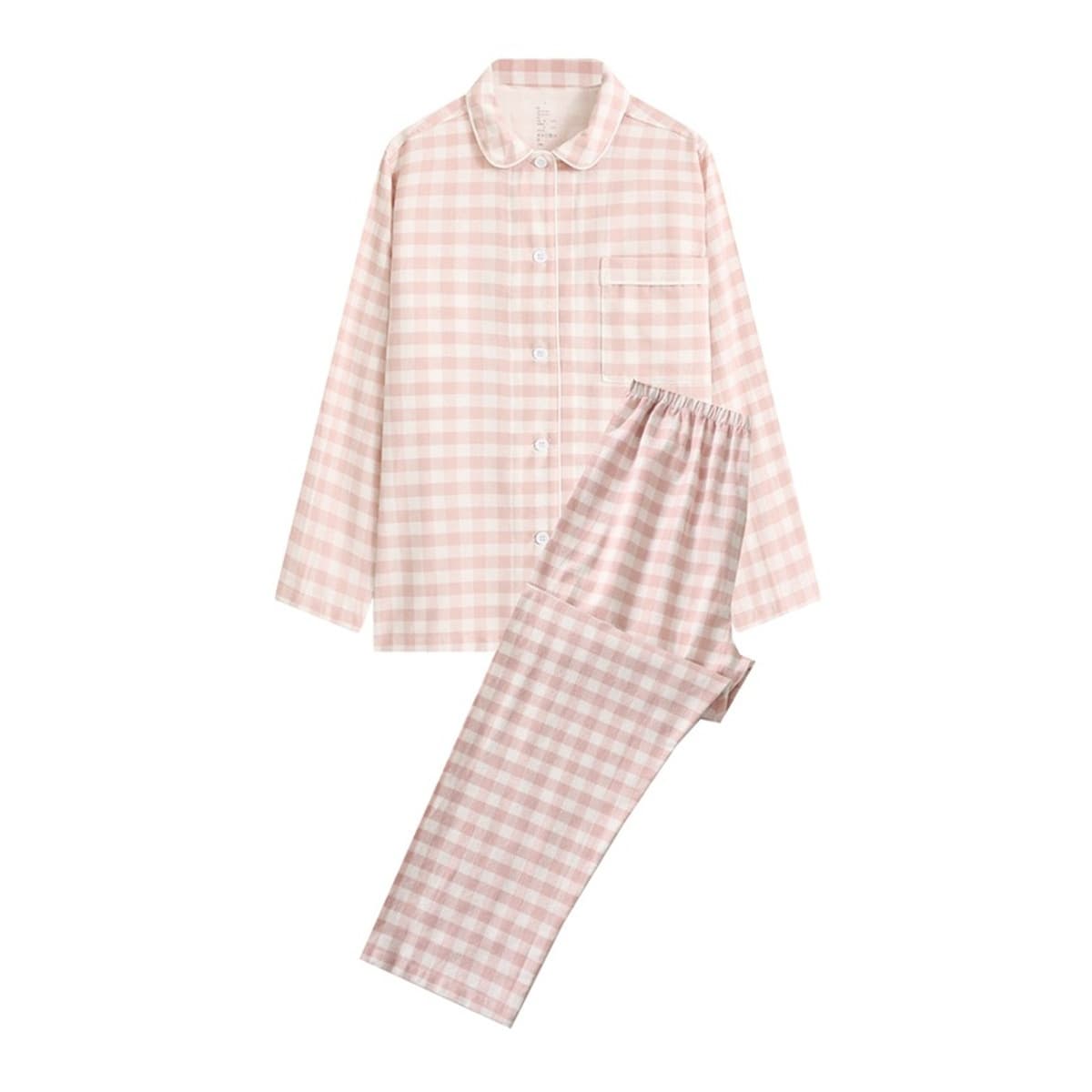 Двухниточная хлопковая фланелевая домашняя одежда в японском стиле, пижамы, женские пижамы из чистого хлопка, осенне-зимние...