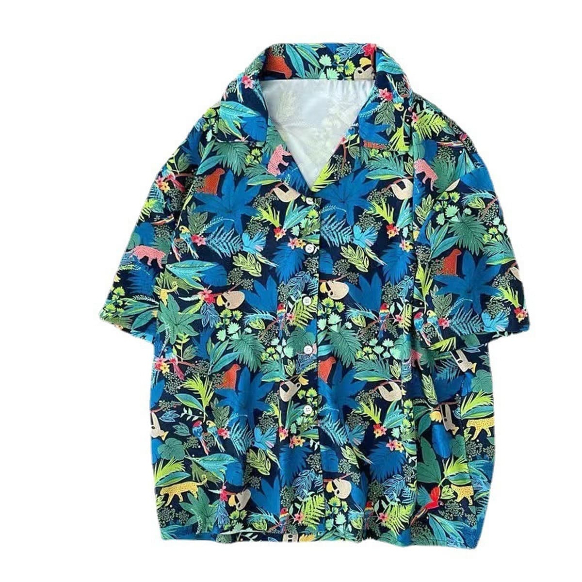 Костюм воротник 2025 новые мужские цветочные рубашки корейская версия свободная мода с принтом пляжный ветер повседневные...