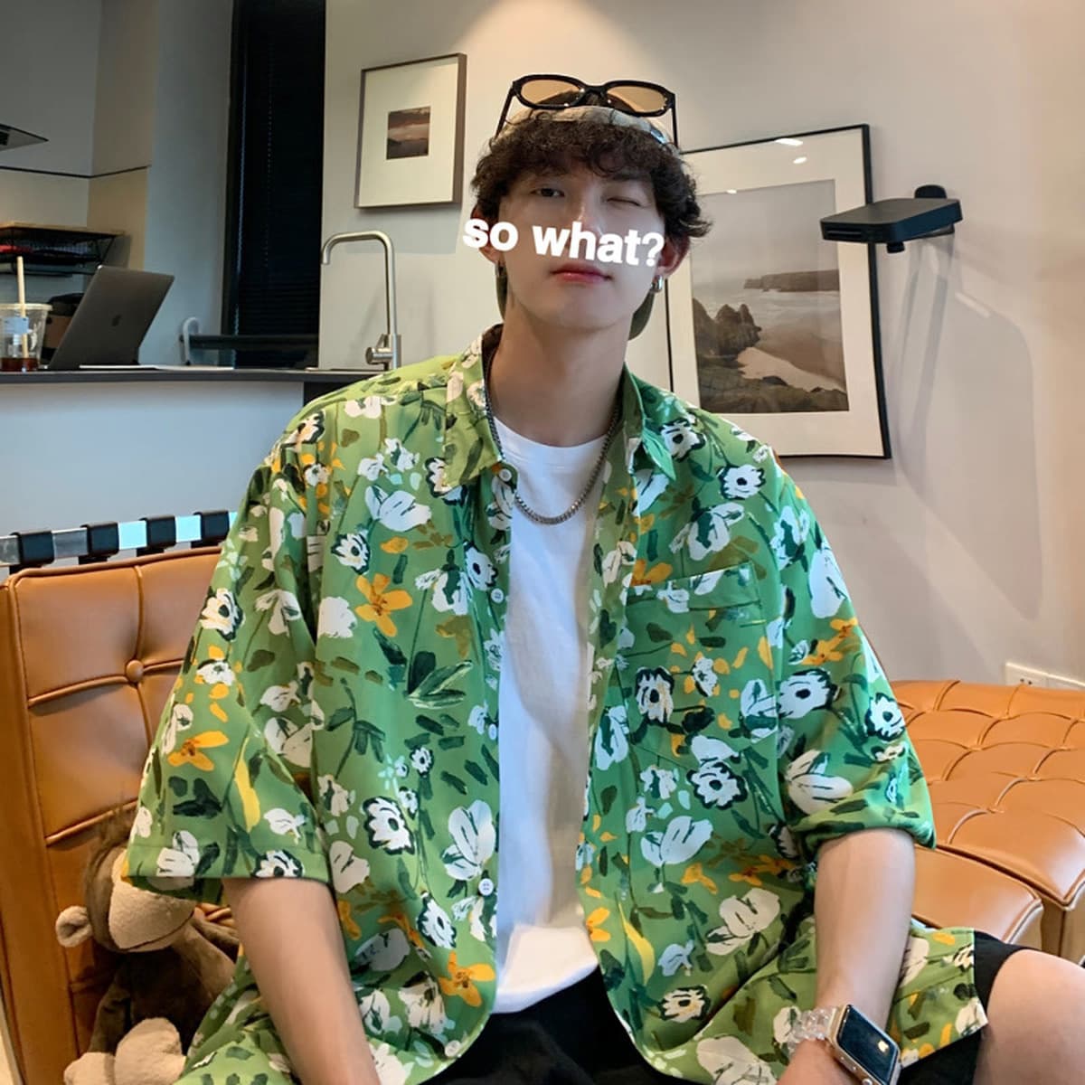 Гавайская цветочная рубашка мужская с короткими рукавами ледяной шелк прилив пляжная рубашка летняя тонкая свободная куртка...