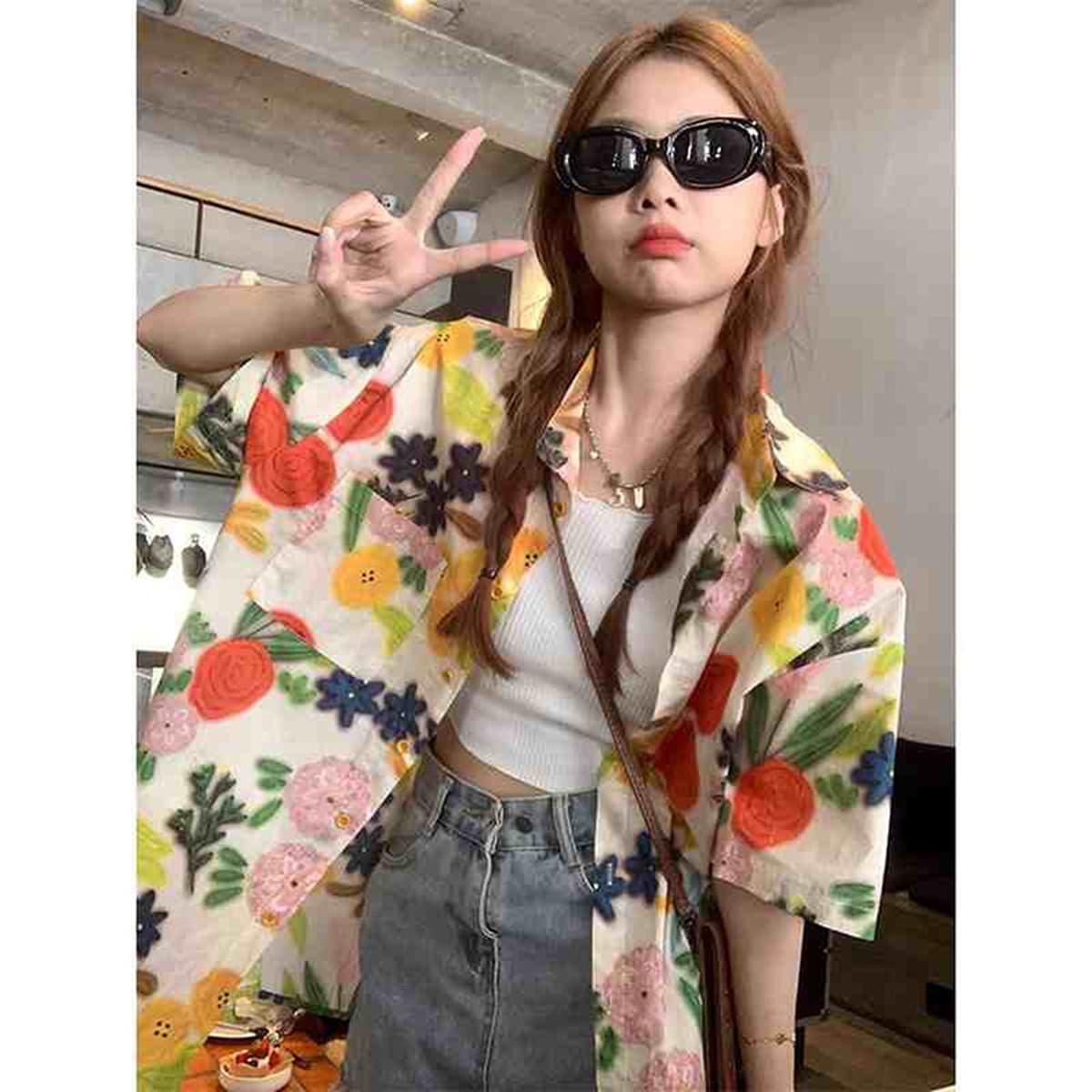 Гавайская цветочная рубашка мужская с короткими рукавами ледяной шелк прилив пляжная рубашка летняя тонкая свободная куртка...