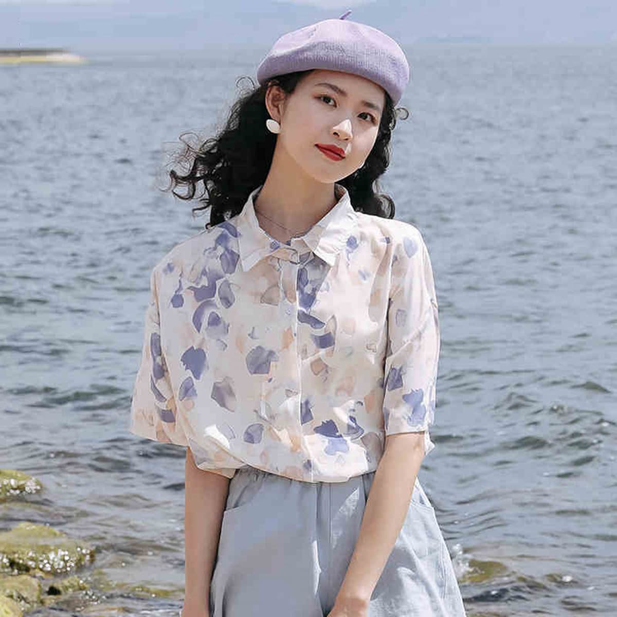 Гавайская цветочная рубашка мужская с короткими рукавами ледяной шелк прилив пляжная рубашка летняя тонкая свободная куртка...