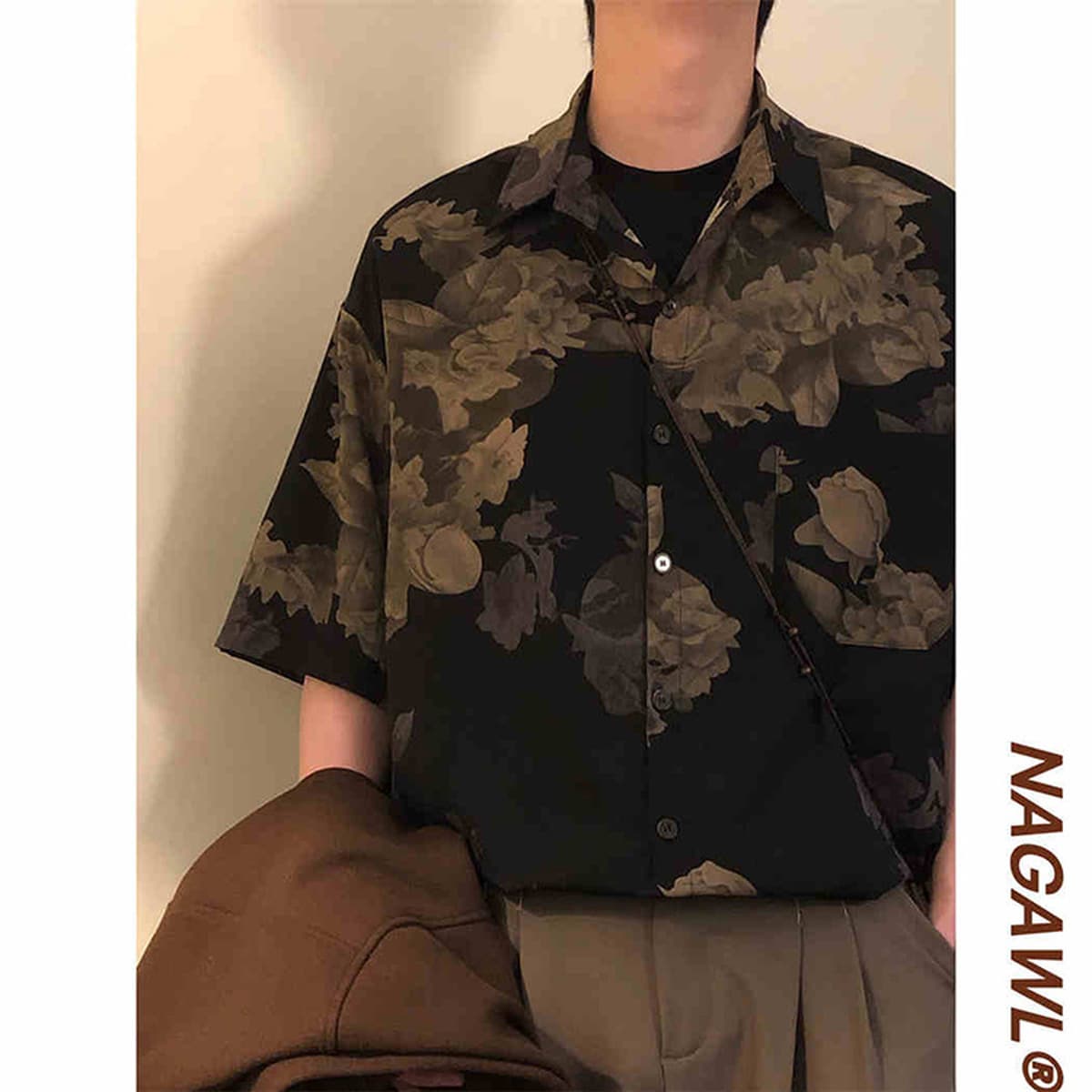 Гавайская цветочная рубашка мужская с короткими рукавами ледяной шелк прилив пляжная рубашка летняя тонкая свободная куртка...