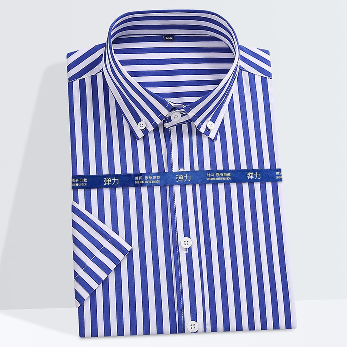 Летняя новая молодежная мужская полосатая рубашка с короткими рукавами бизнес повседневная рубашка тренд дикая пляжная...