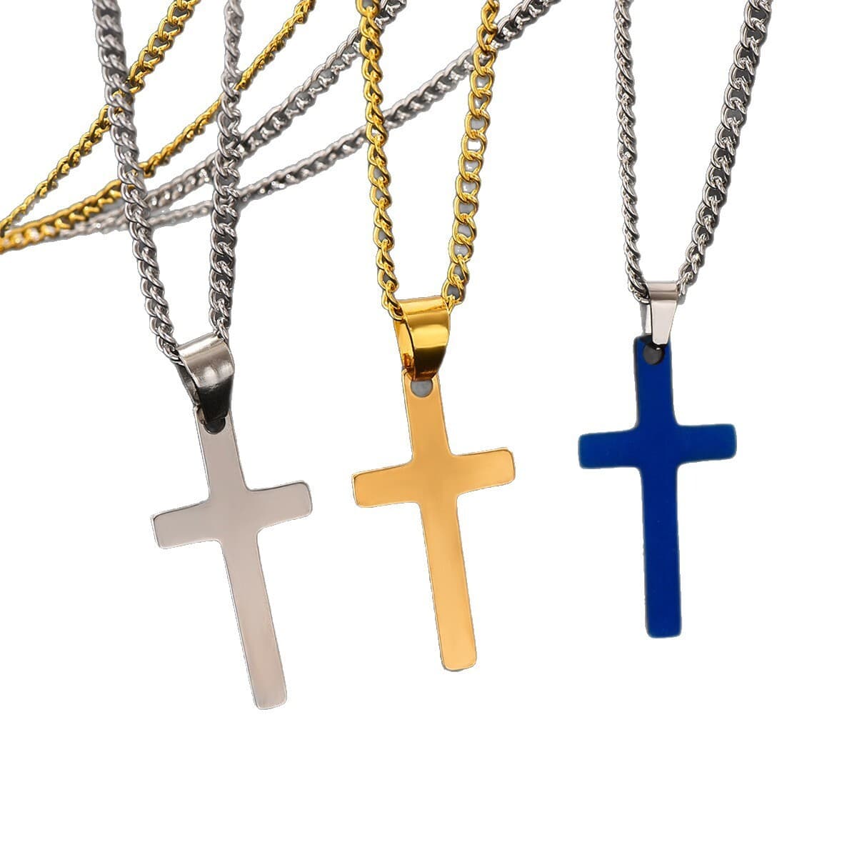Простая мода современная титановая сталь религиозный крест кулон Мужская модная пара из нержавеющей стали глянцевое ожерелье