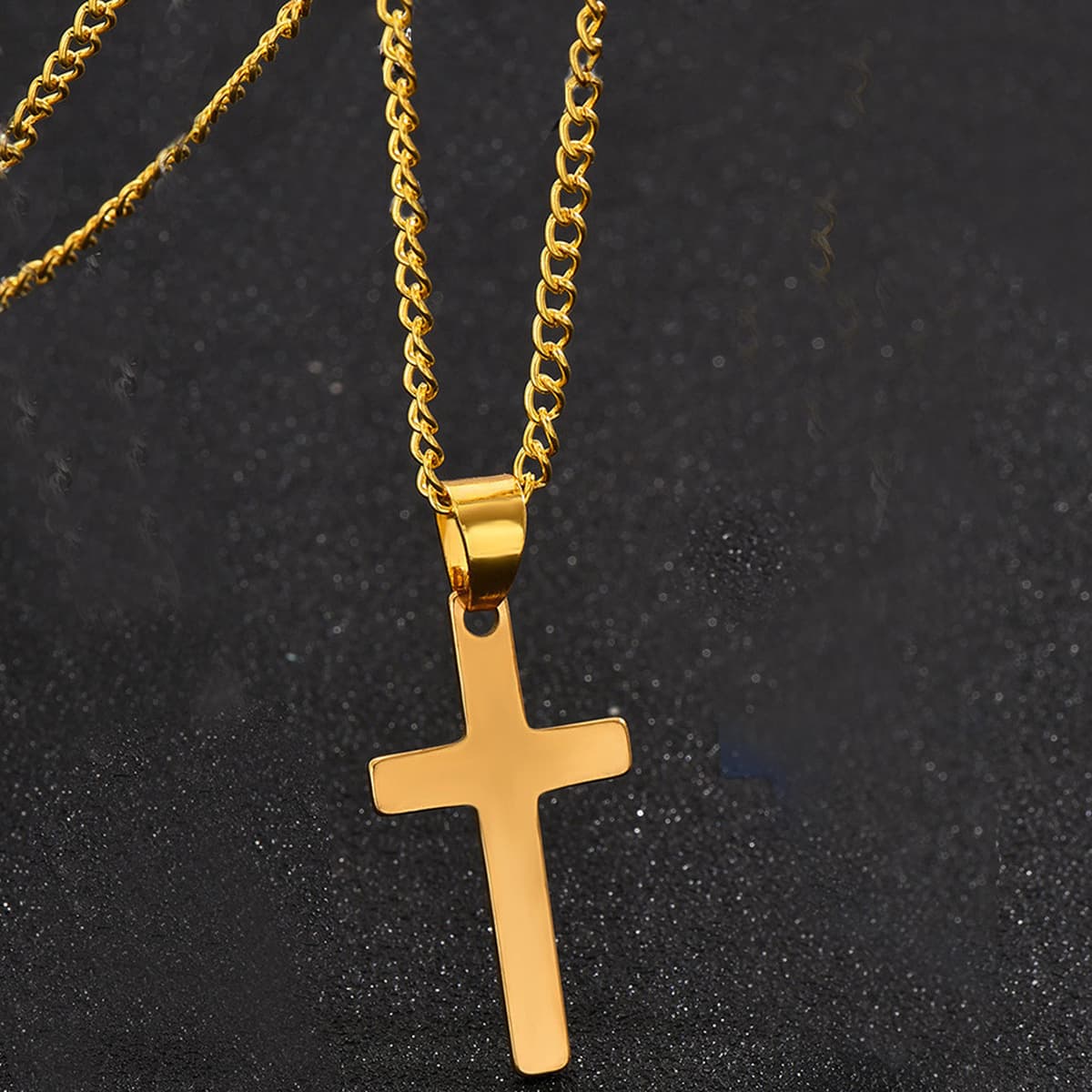 Простая мода современная титановая сталь религиозный крест кулон Мужская модная пара из нержавеющей стали глянцевое ожерелье
