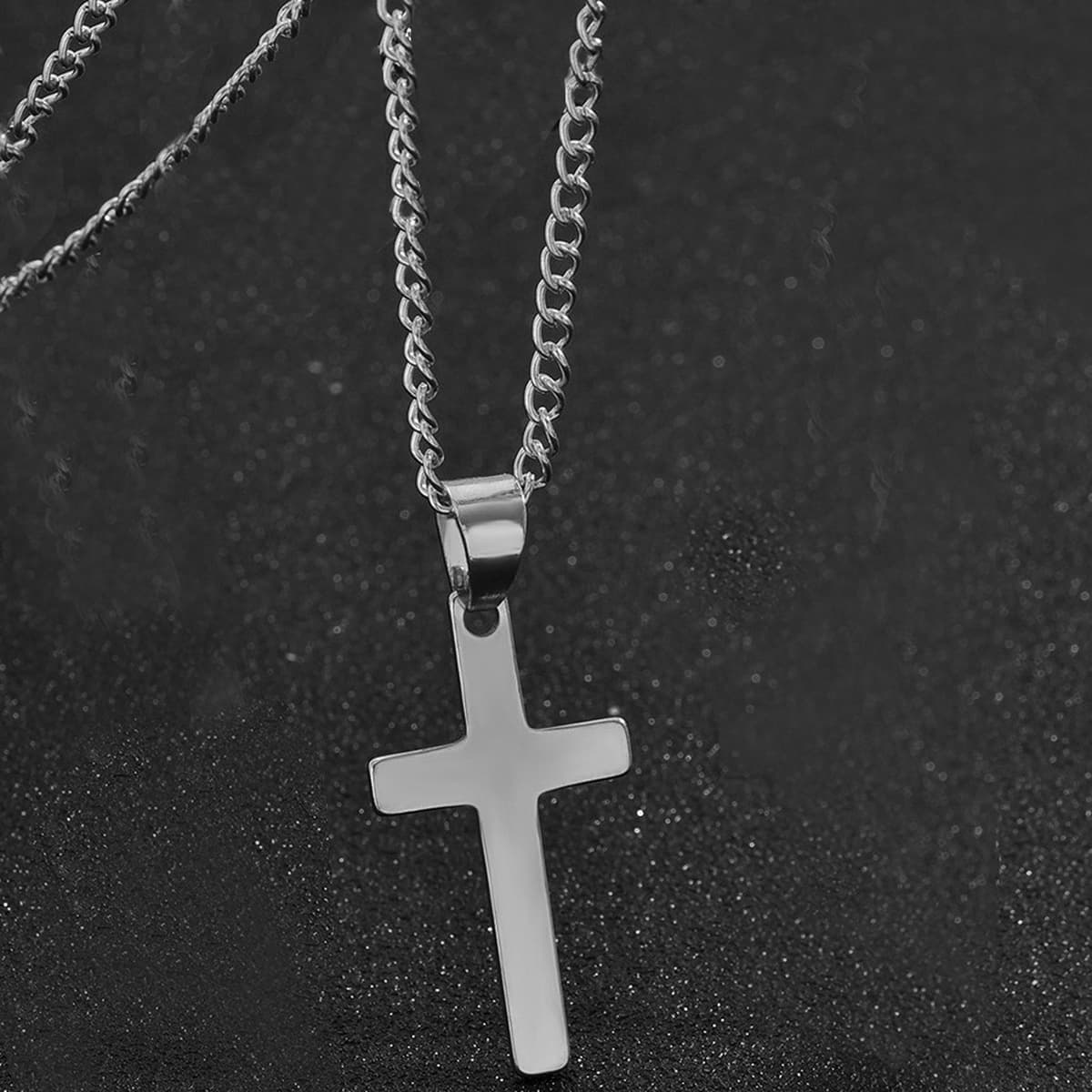 Простая мода современная титановая сталь религиозный крест кулон Мужская модная пара из нержавеющей стали глянцевое ожерелье