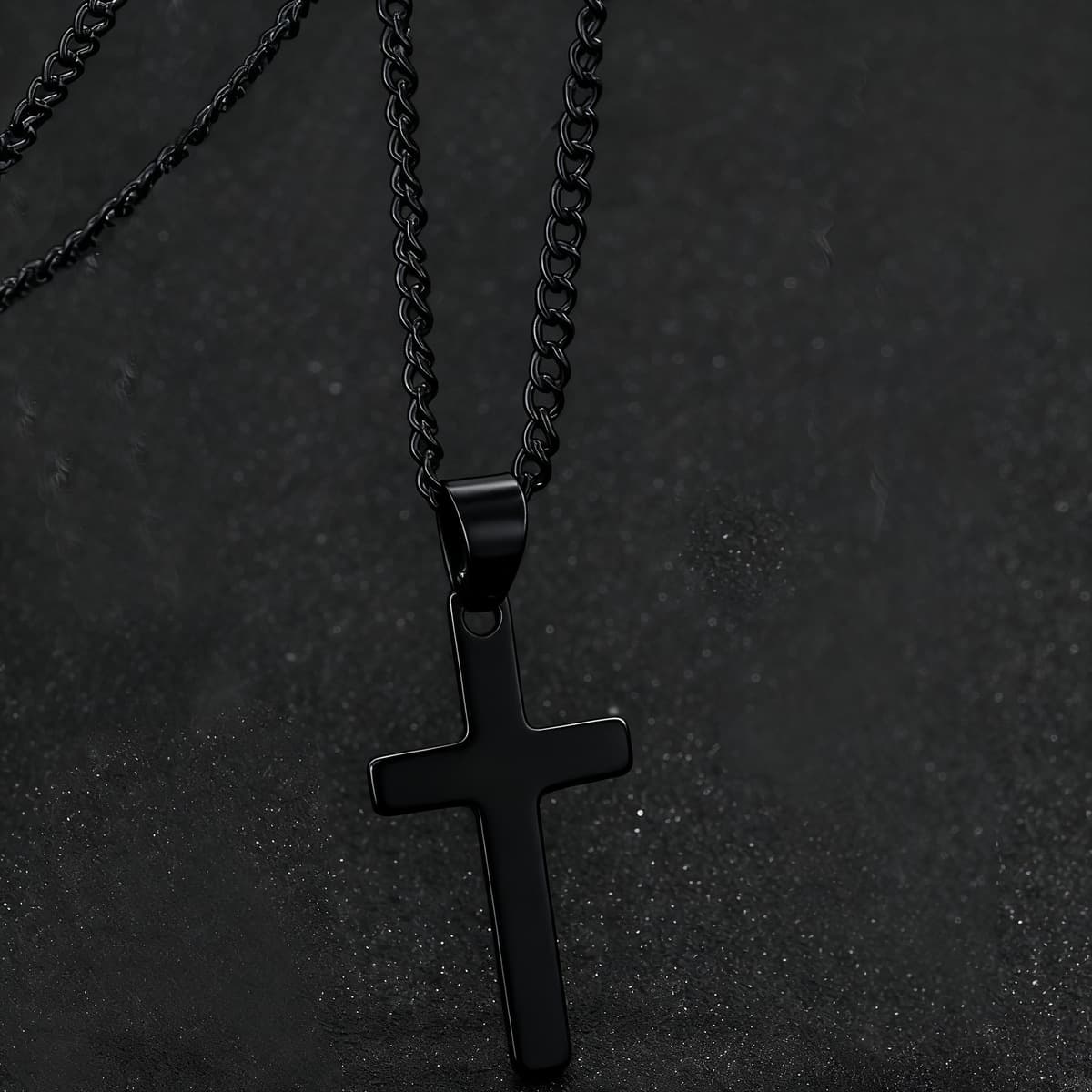Простая мода современная титановая сталь религиозный крест кулон Мужская модная пара из нержавеющей стали глянцевое ожерелье