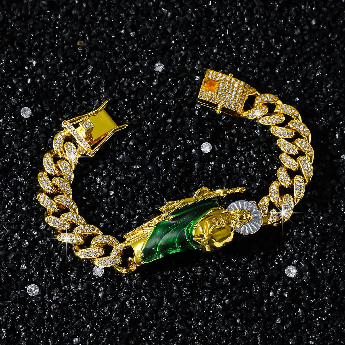 Мужское 12 мм полное бриллиантовое кубинское цепочка религиозное святое Иуде колье цепи ожерелье Европа-Европа...