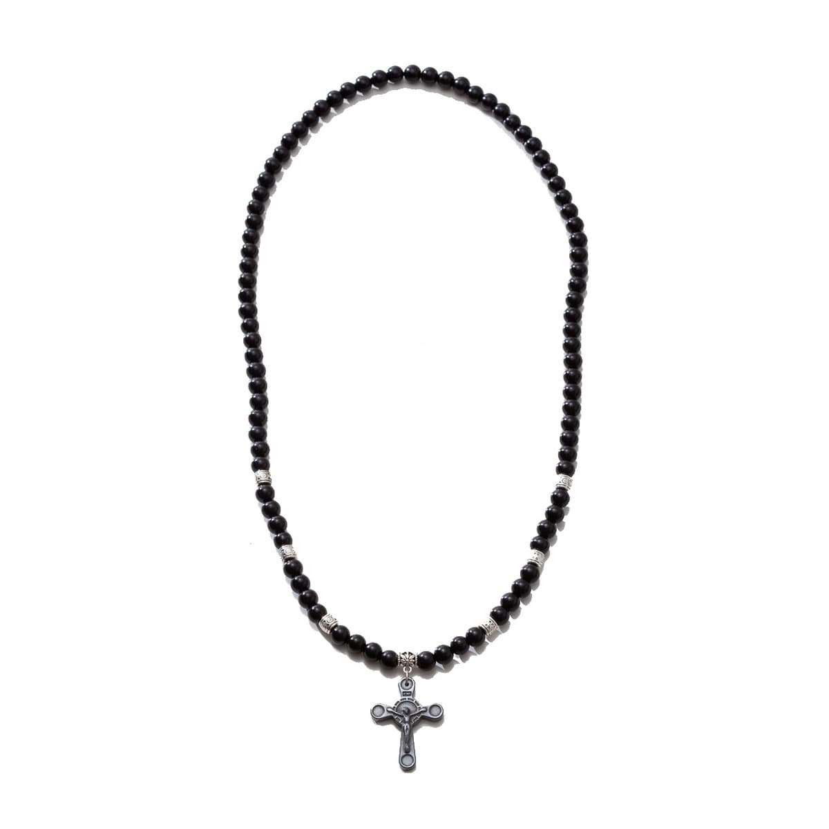 Ювелирные изделия для внешней торговли Amazon, мужские черные бусины, круглые бусины 8 мм, ожерелье с крестом, религиозная...