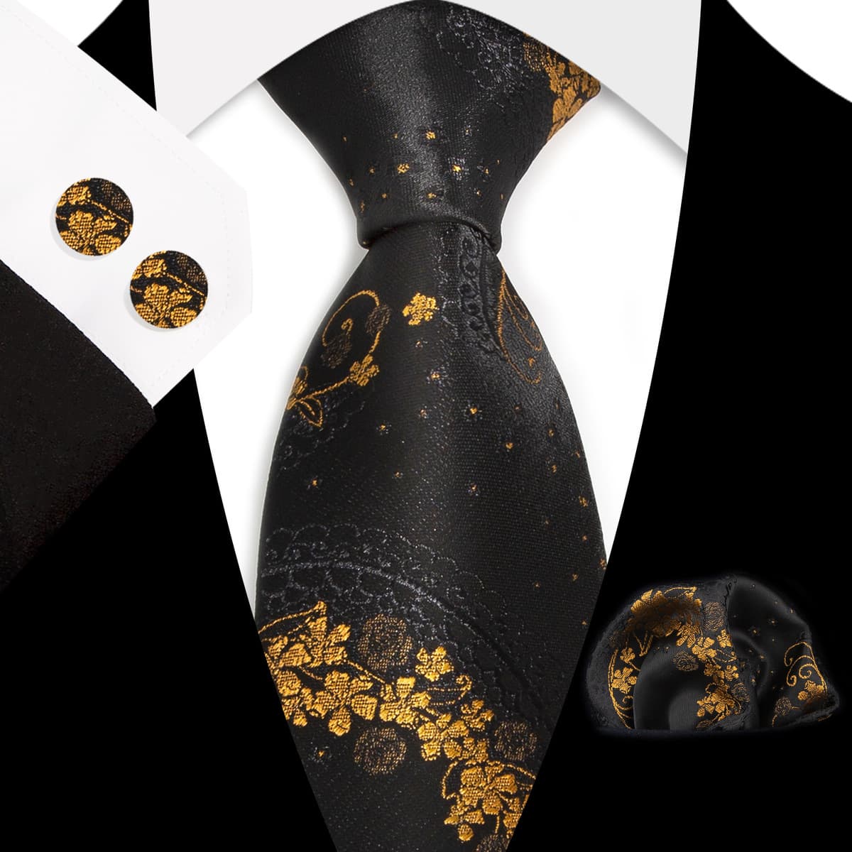 Мужской галстук карман Квадратные запонки костюм Деловое платье Винтаж 8,5 см жаккардовый галстук Пейсли набор из 3 предметов