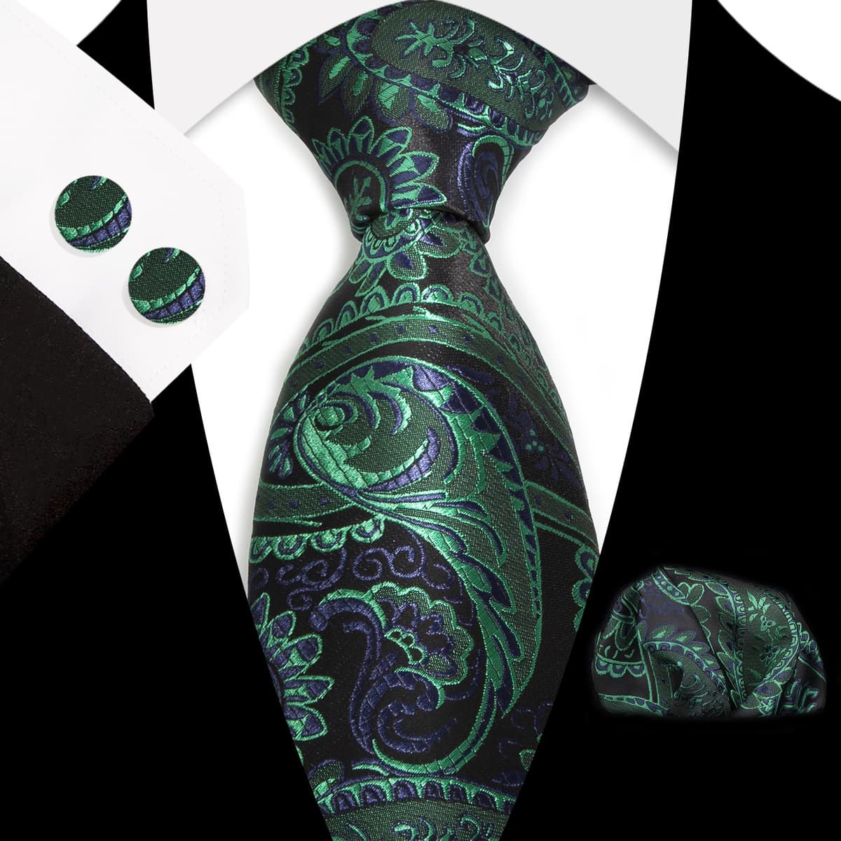 Мужской галстук карман Квадратные запонки костюм Деловое платье Винтаж 8,5 см жаккардовый галстук Пейсли набор из 3 предметов