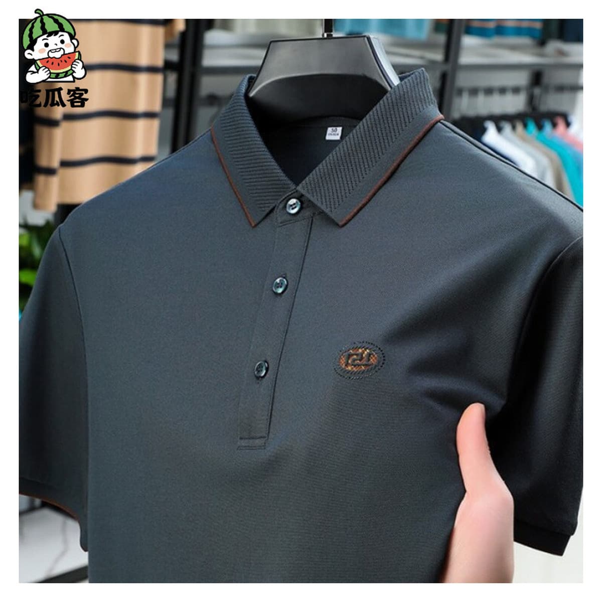 Рубашка POLO с короткими рукавами шелковицы для мужчин среднего возраста летняя деловая повседневная хлопчатобумажная...