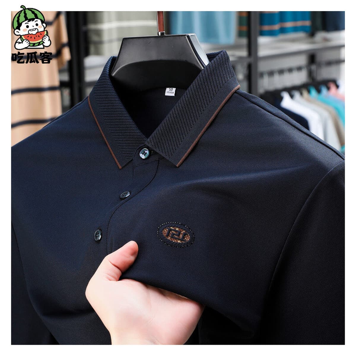 Рубашка POLO с короткими рукавами шелковицы для мужчин среднего возраста летняя деловая повседневная хлопчатобумажная...