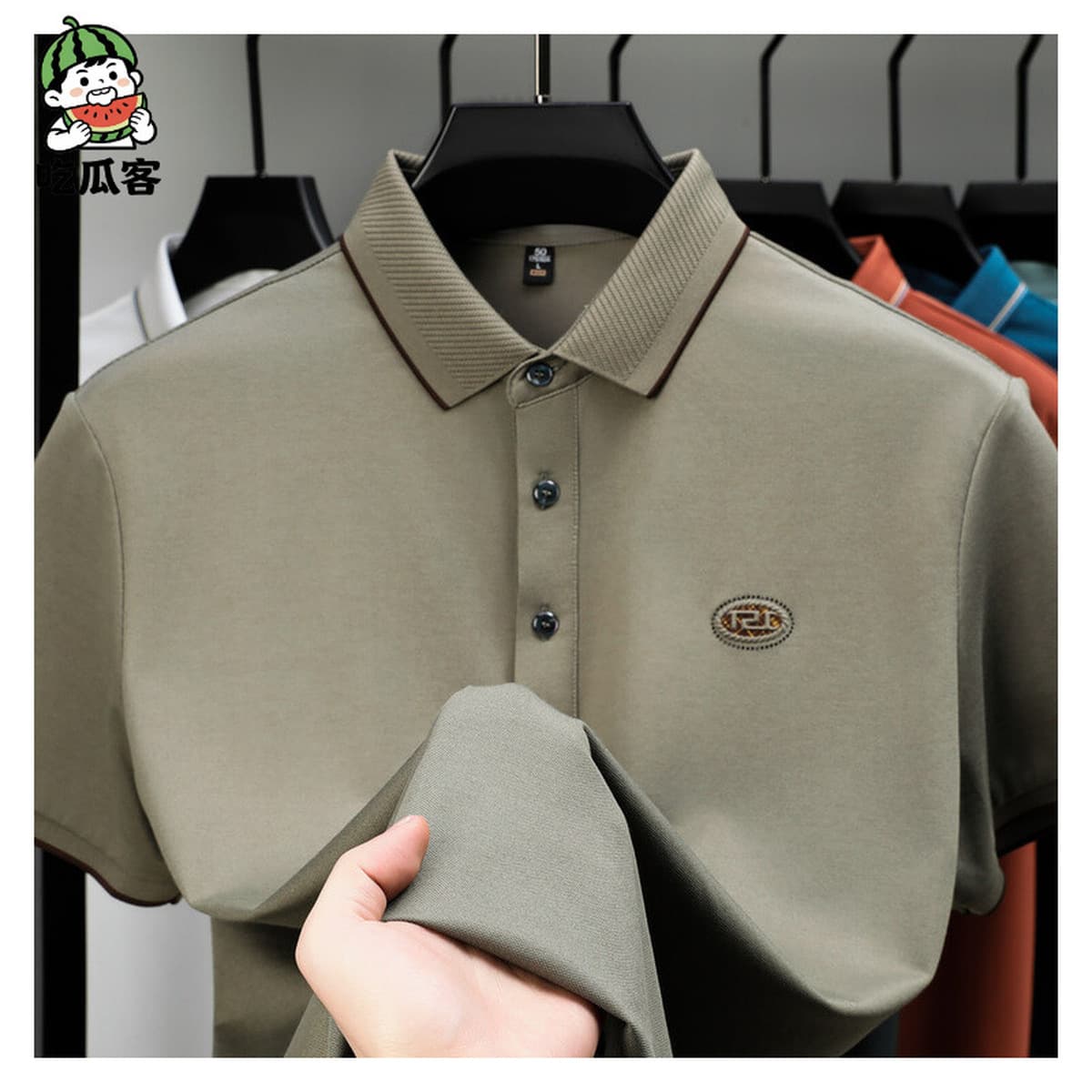 Рубашка POLO с короткими рукавами шелковицы для мужчин среднего возраста летняя деловая повседневная хлопчатобумажная...