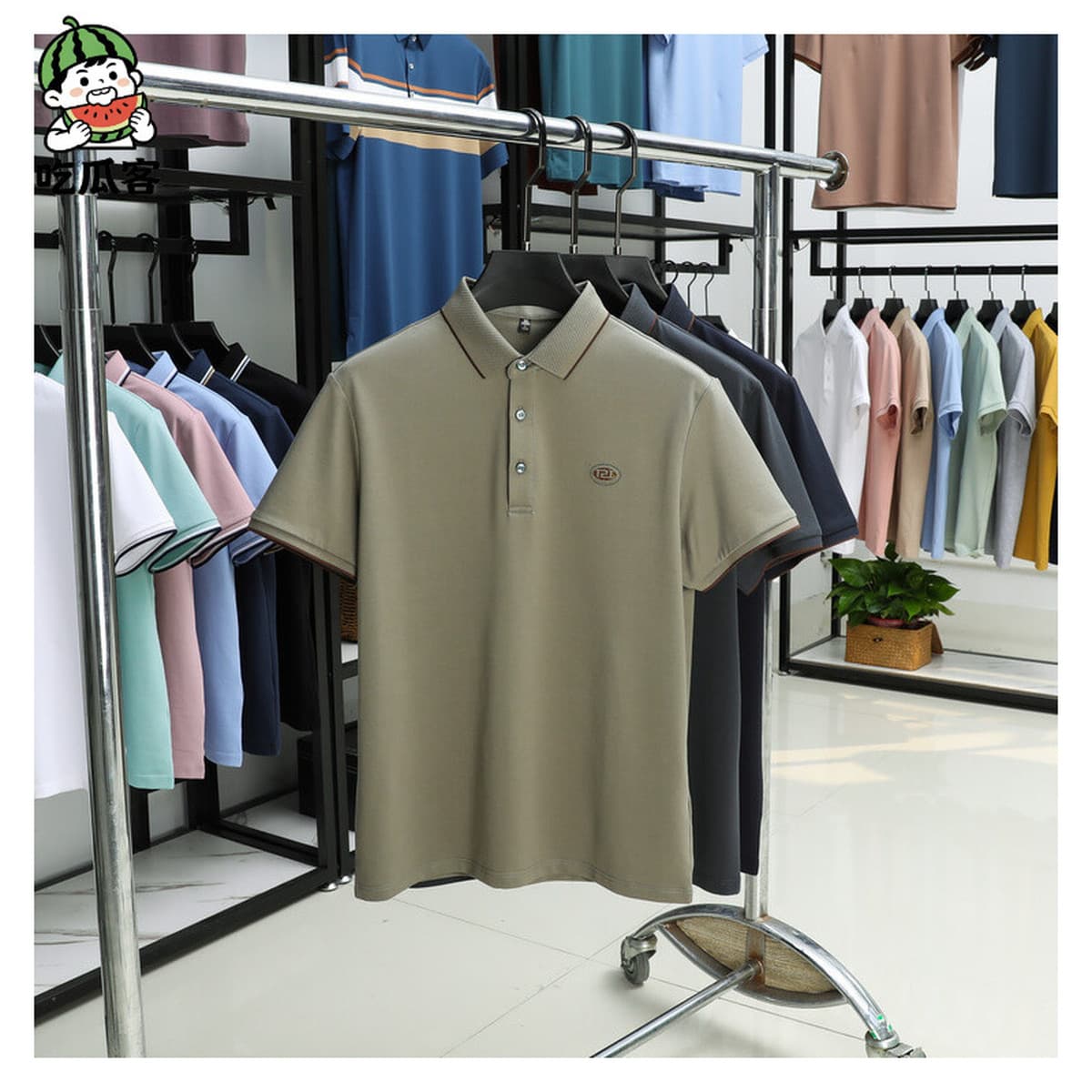 Рубашка POLO с короткими рукавами шелковицы для мужчин среднего возраста летняя деловая повседневная хлопчатобумажная...