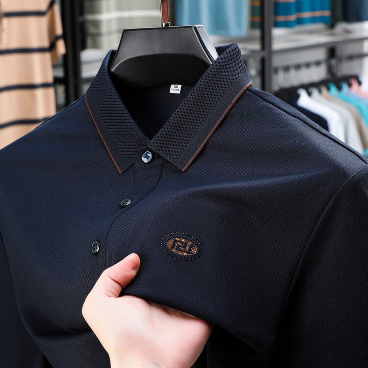 Рубашка POLO с короткими рукавами шелковицы для мужчин среднего возраста летняя деловая повседневная хлопчатобумажная...