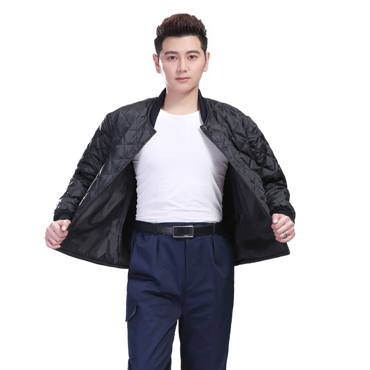 Зимняя теплая рабочая одежда хлопковый жилет утолщенный шелк хлопковая подсветка Светоотражающая полоса одежда для охраны...