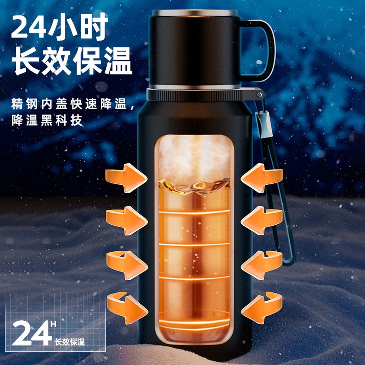 Термокружка Enmei из нержавеющей стали 316, большой объем 1000 мл, чайная кружка с разделением для воды, подарок, оптовая...