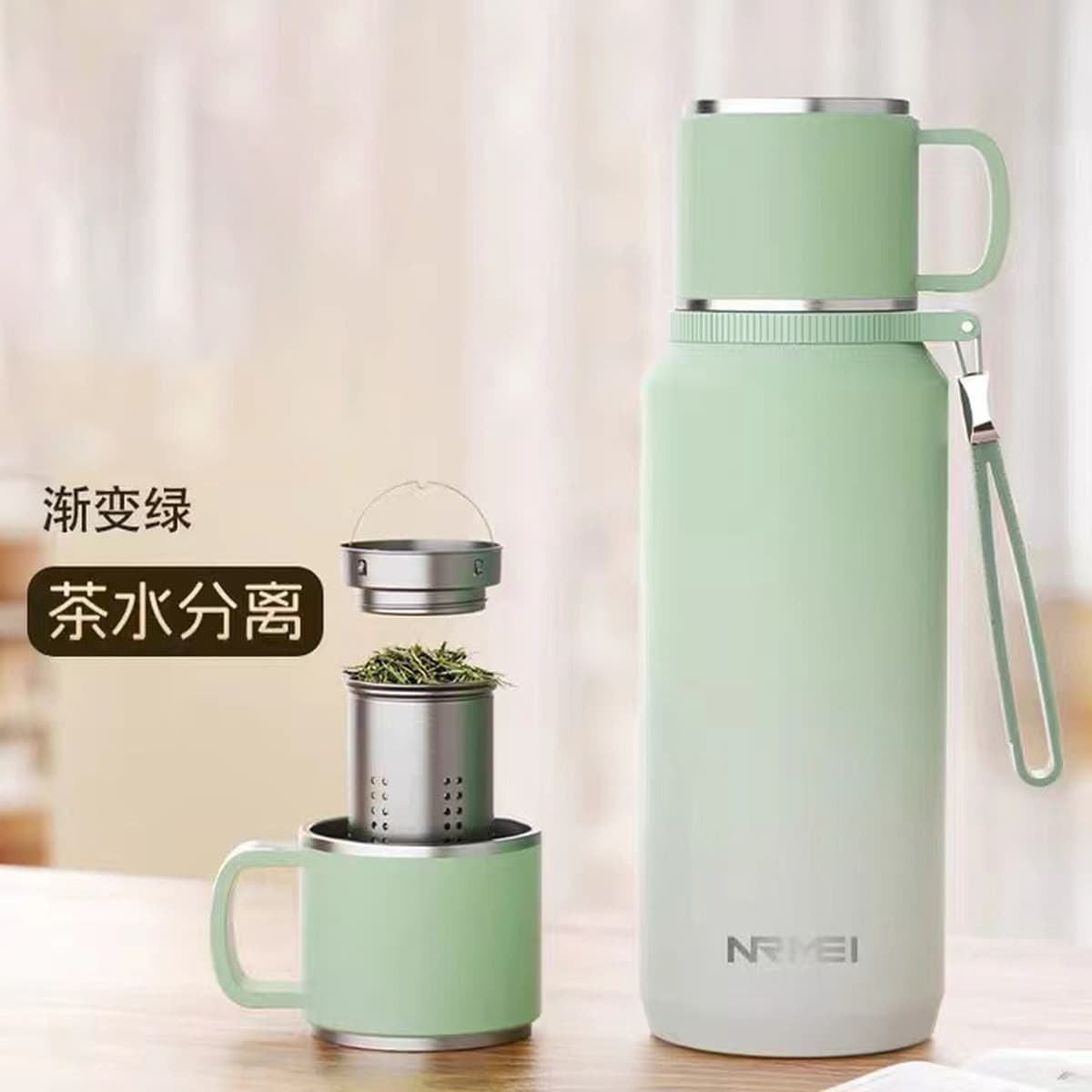 Термокружка Enmei из нержавеющей стали 316, большой объем 1000 мл, чайная кружка с разделением для воды, подарок, оптовая...