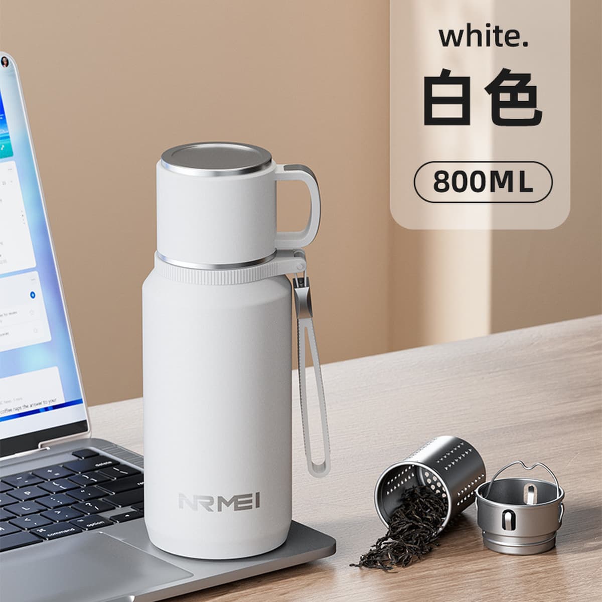 Термокружка Enmei из нержавеющей стали 316, большой объем 1000 мл, чайная кружка с разделением для воды, подарок, оптовая...