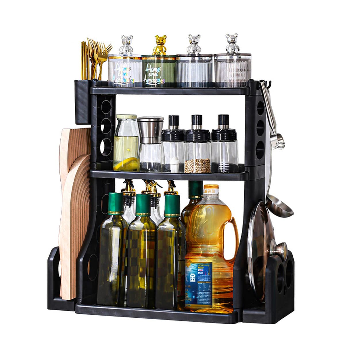 Кухонная стойка для хранения Держатель для ножей без перфорации Кухонные приправы Хранение артефактов Палочки для еды Ножи...