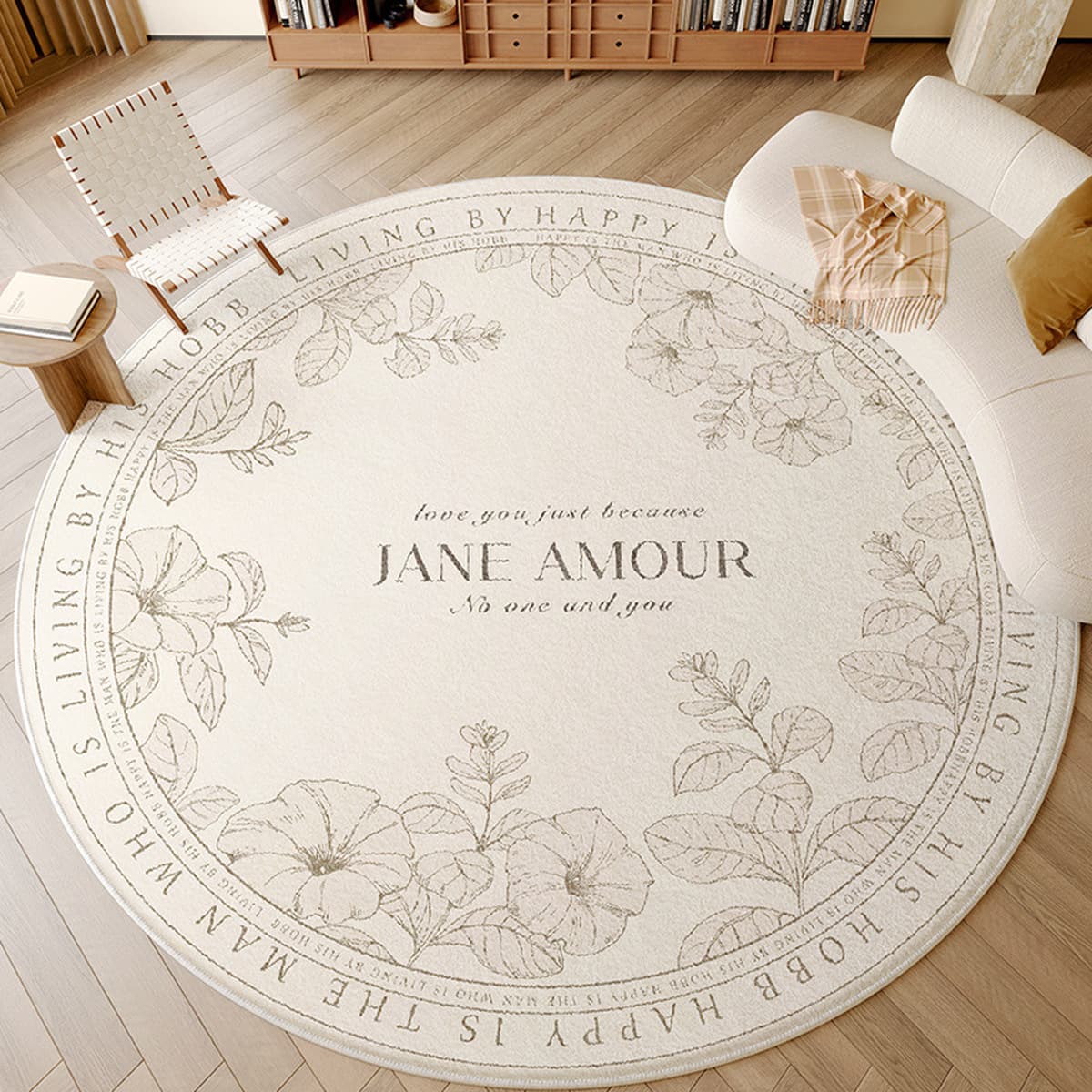 Ковер для гостиной, новый круглый диванный коврик с принтом в французском винтажном стиле, универсальный и простой в уходе,...